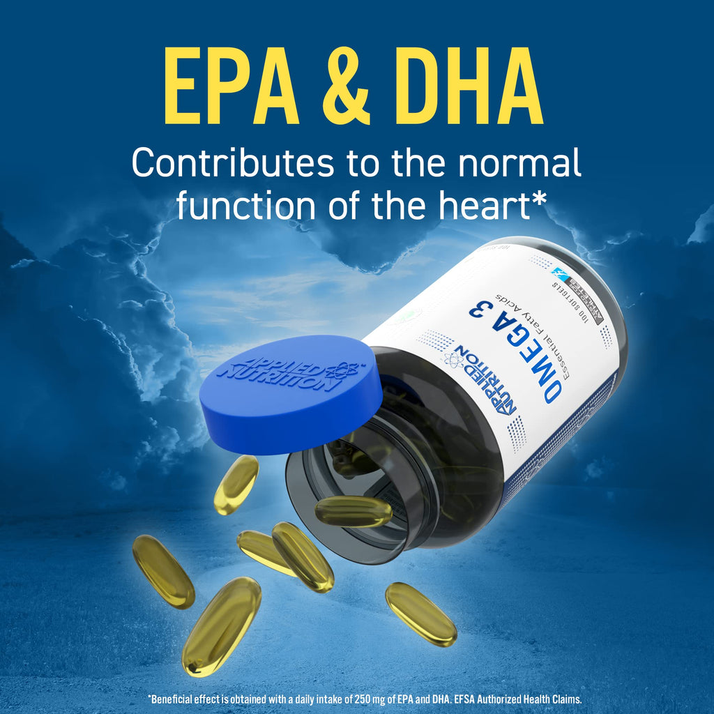 Applied Nutrition Omega halal certified fish oil capsules with eicosapentaenoic acid