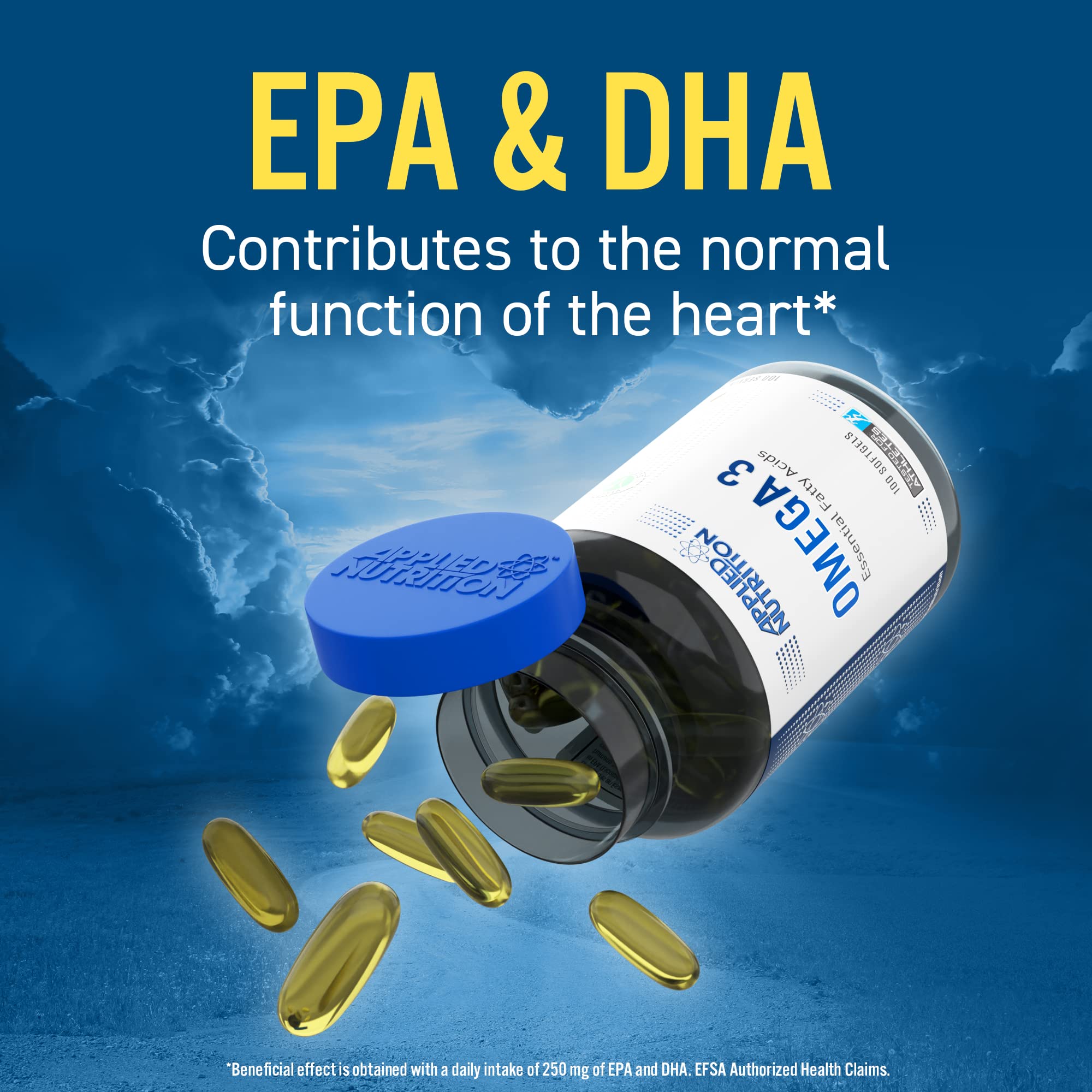 Applied Nutrition Omega halal certified fish oil capsules with eicosapentaenoic acid