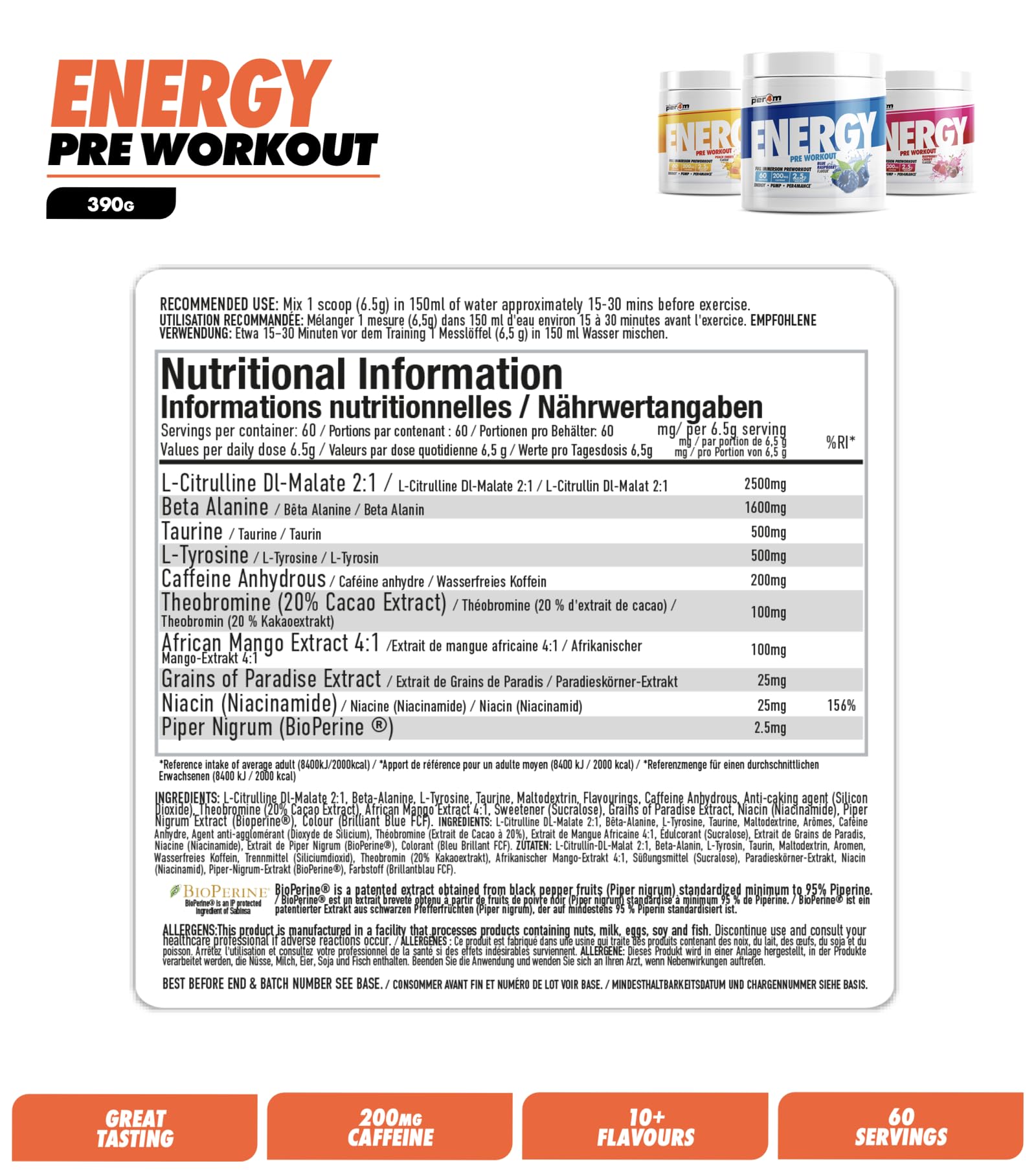 Per4m Energy Pre Workout - Pre-Workout Powder