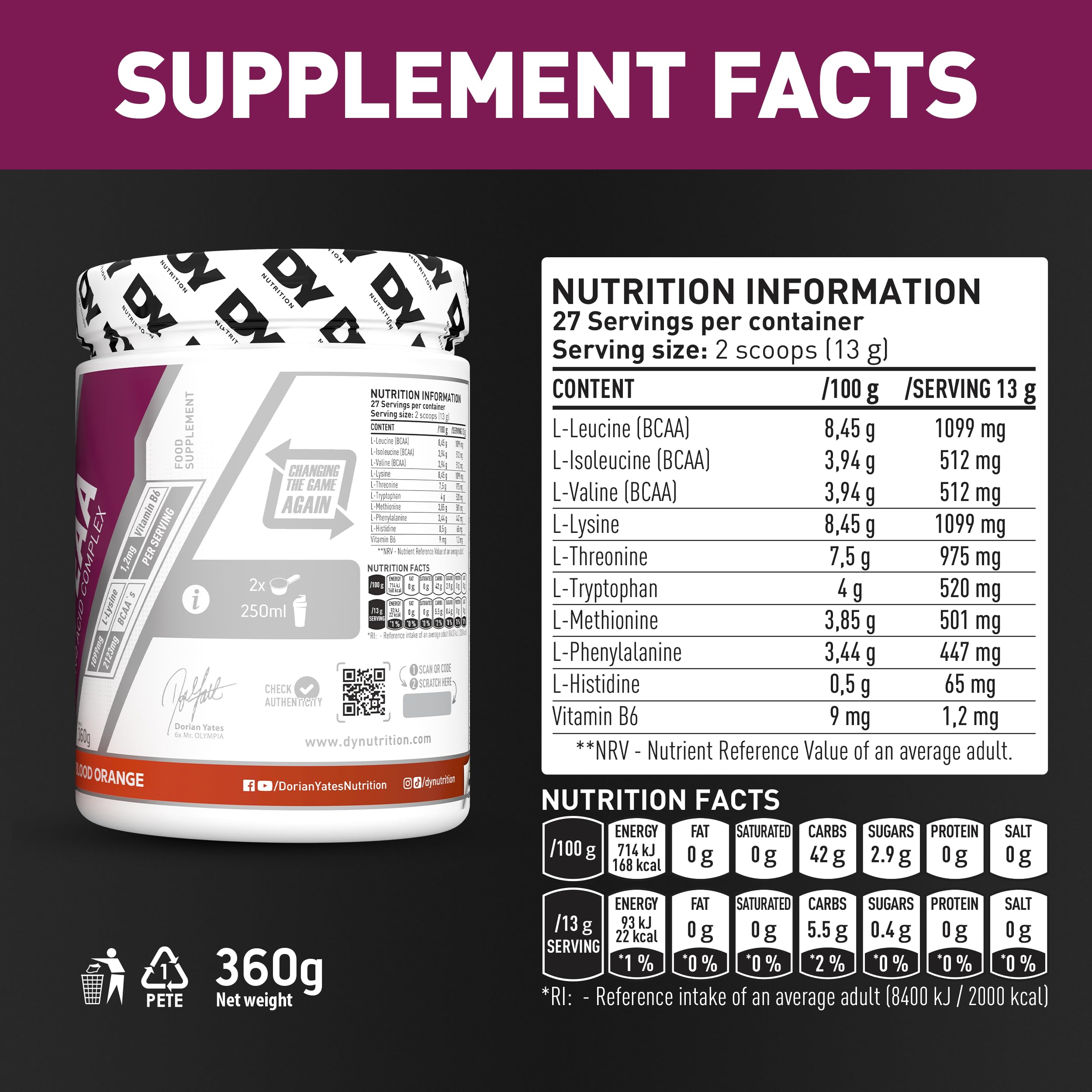 DY Nutrition Hit EAA Amino Acid Complex
