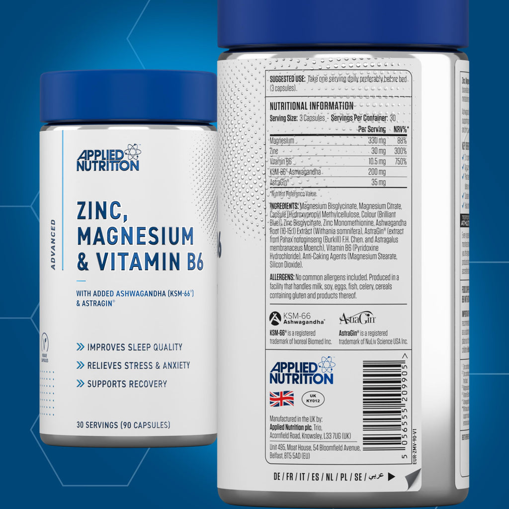 Applied Nutrition Zinc Magnesium and Vitamin B6 - 90 Caps - British Brands