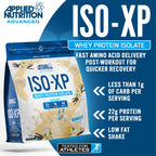 Vanilla flavored applied nutrition iso-xp whey protein isolate powder for easy mixing