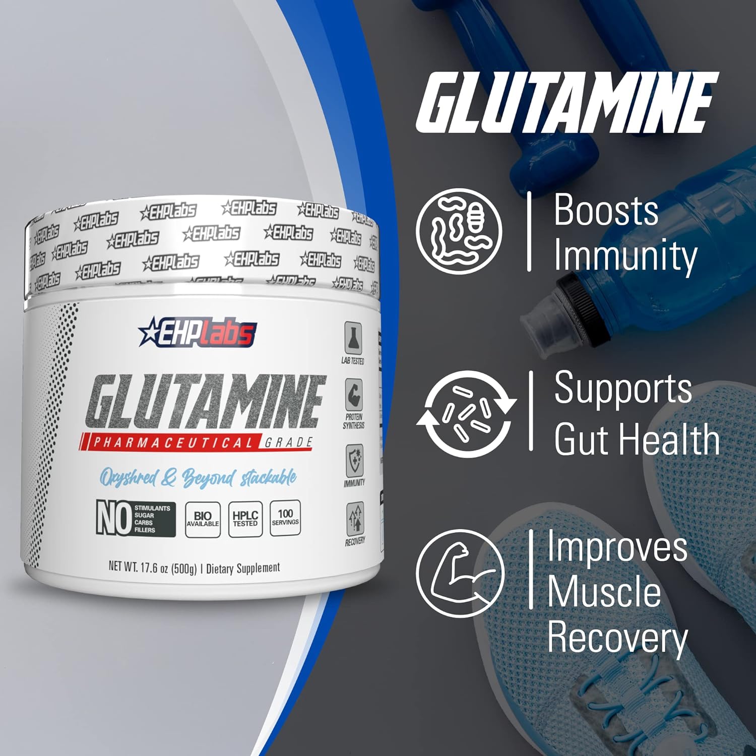EHP Labs Glutamine - 500g / Unflavoured - Glutamine Powder