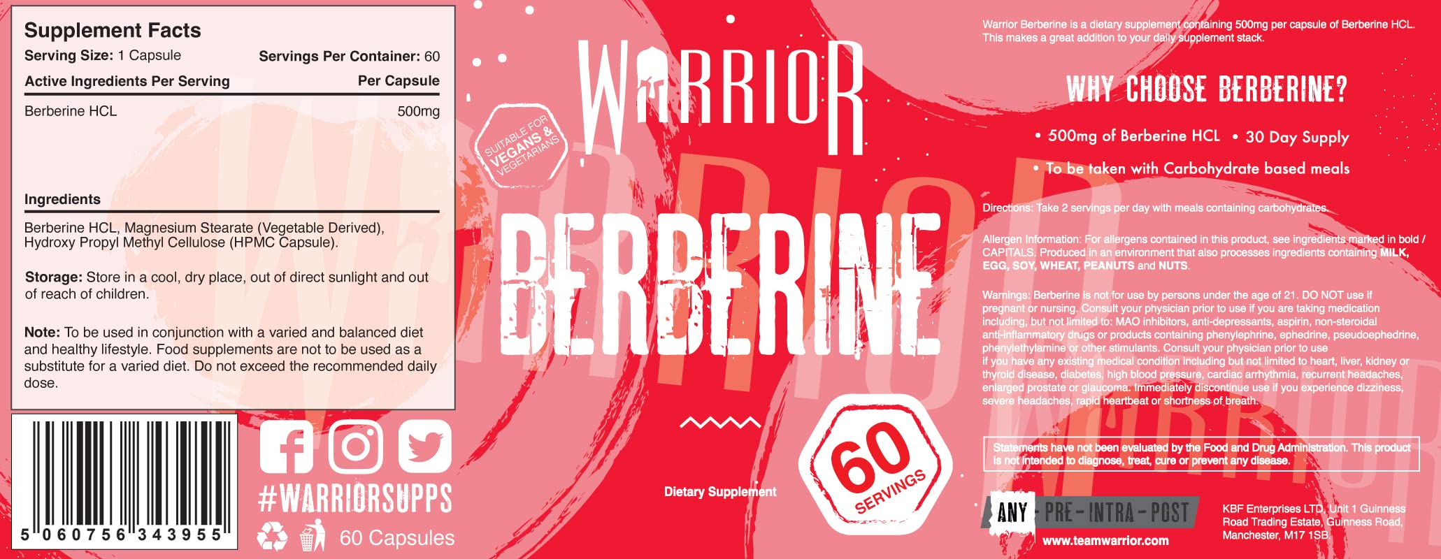 Warrior Berberine - 60 Caps