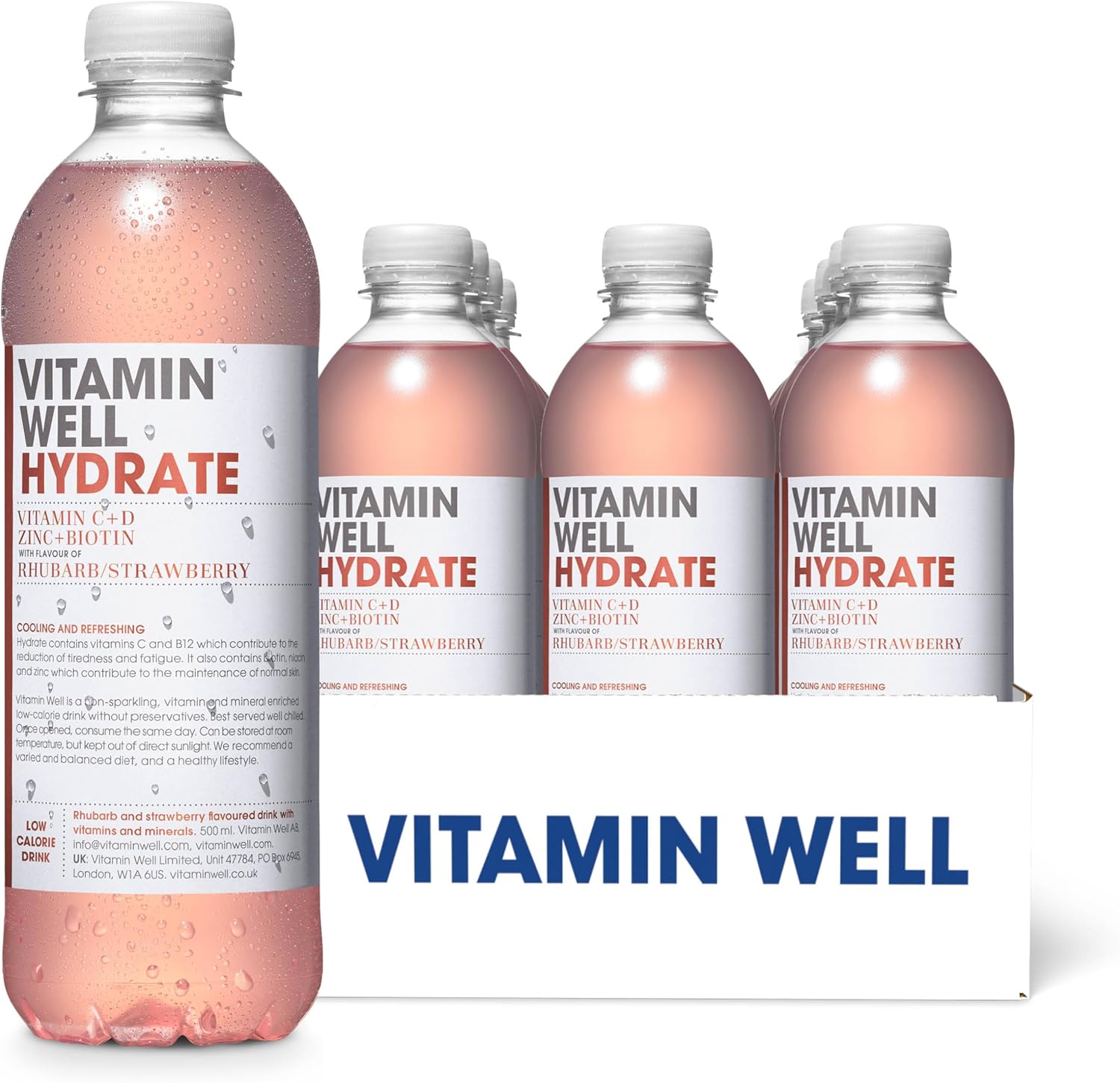Vitamin Well Hydrate - 12x500ml / Rhubarb & Strawberry - Hydration Ready-To-Drinks