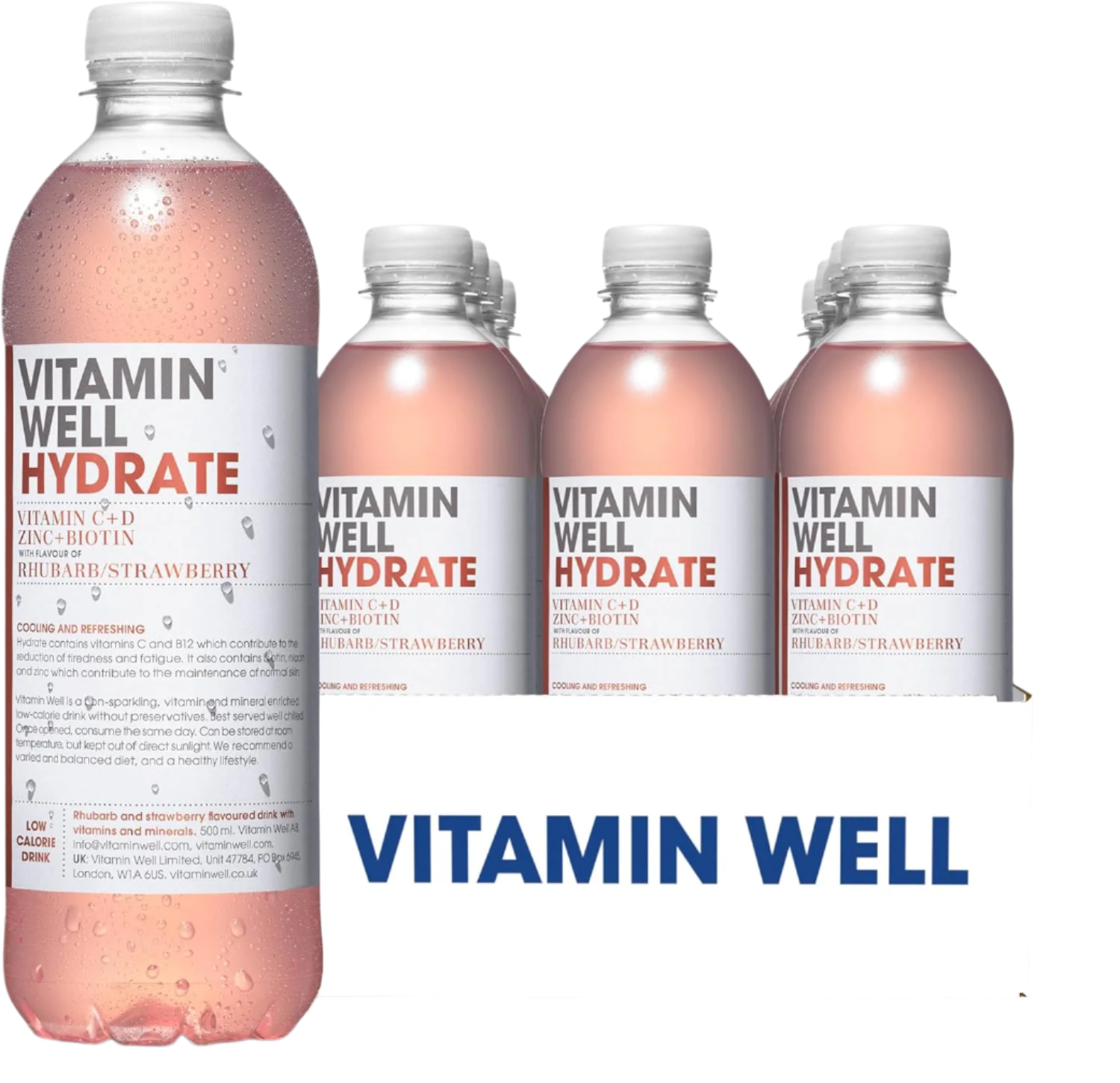 Vitamin Well Hydrate - 12x500ml / Rhubarb & Strawberry - Hydration Ready-To-Drinks