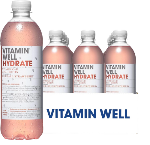 Vitamin Well Hydrate - 12x500ml / Rhubarb & Strawberry - Hydration Ready-To-Drinks