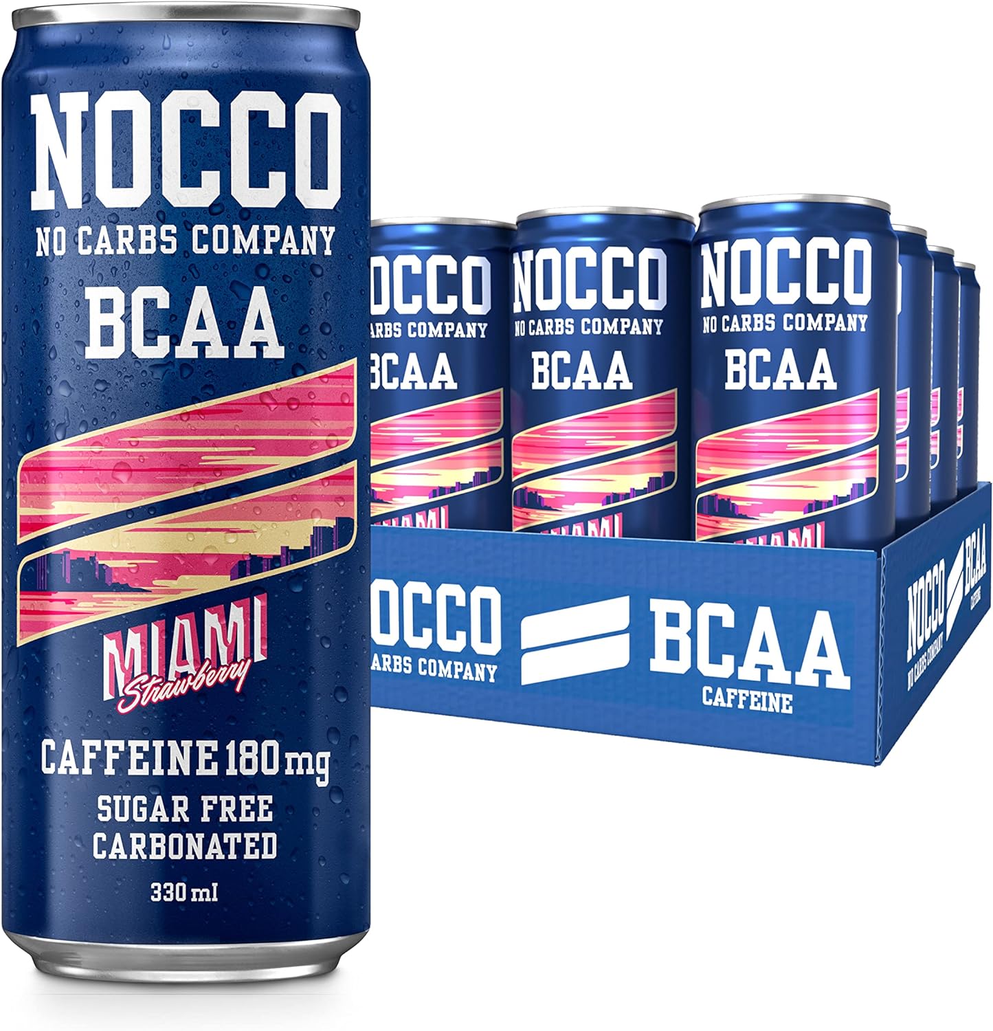 NOCCO BCAA - 12x330ml / Miami Strawberry - Amino Acids Ready-to-Drinks