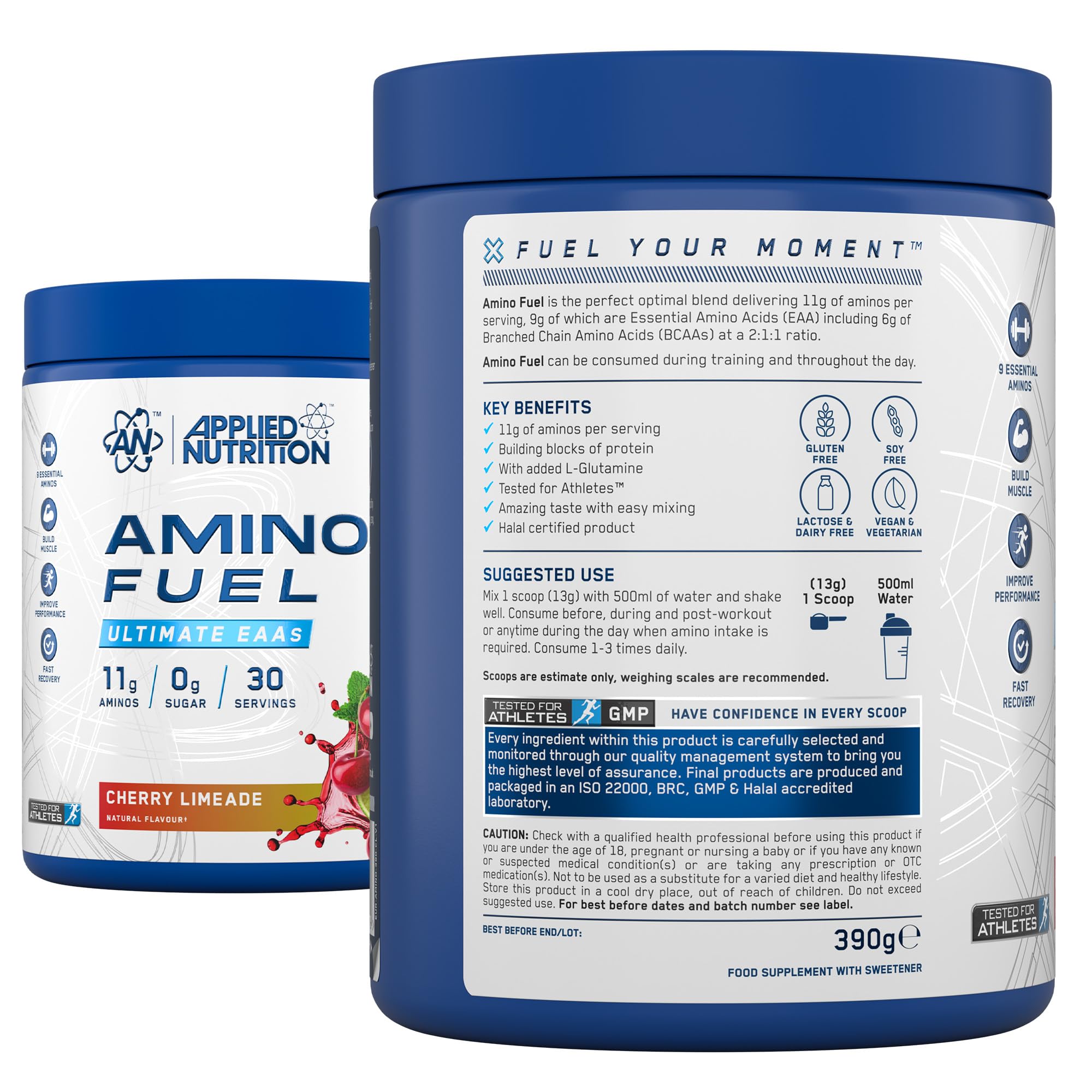 Applied Nutrition Amino Fuel tub with essential amino acids for muscle recovery and hydration