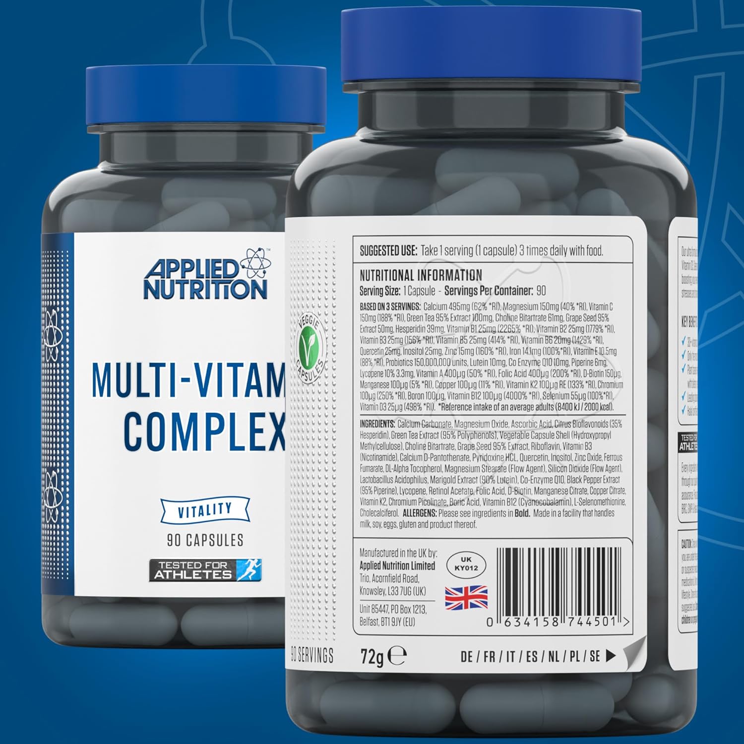 Applied Nutrition VITALITY Multi-Vitamin Complex 90 Veg Caps - 90Veg Caps - Multivitamins