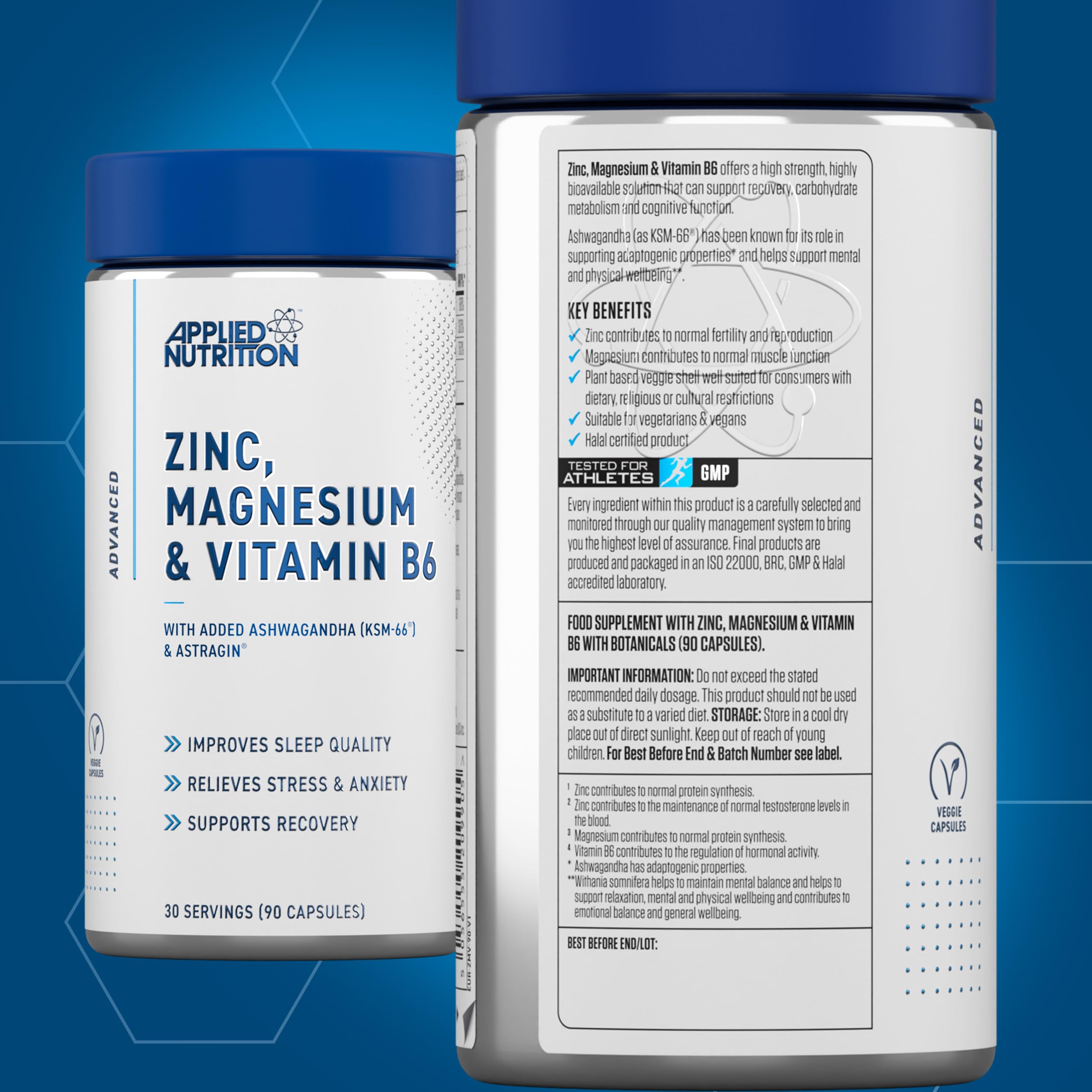 Applied Nutrition Zinc Magnesium and Vitamin B6 - 90 Caps - British Brands