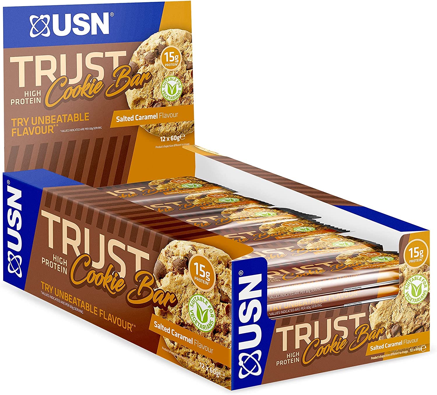 USN Trust Cookie Bars - 12x60g / Salted Caramel - Protein Bars