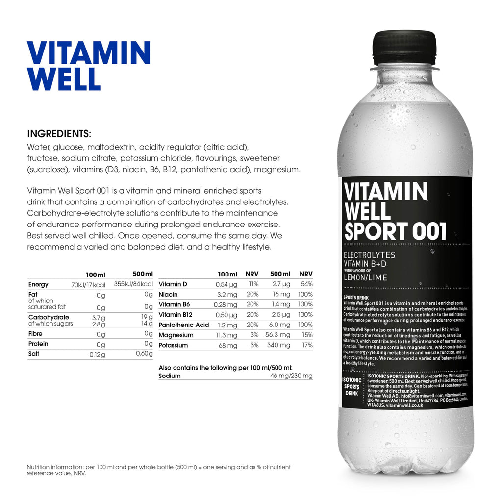 Vitamin Well Sport 001 (Isotonic) 12x500ml