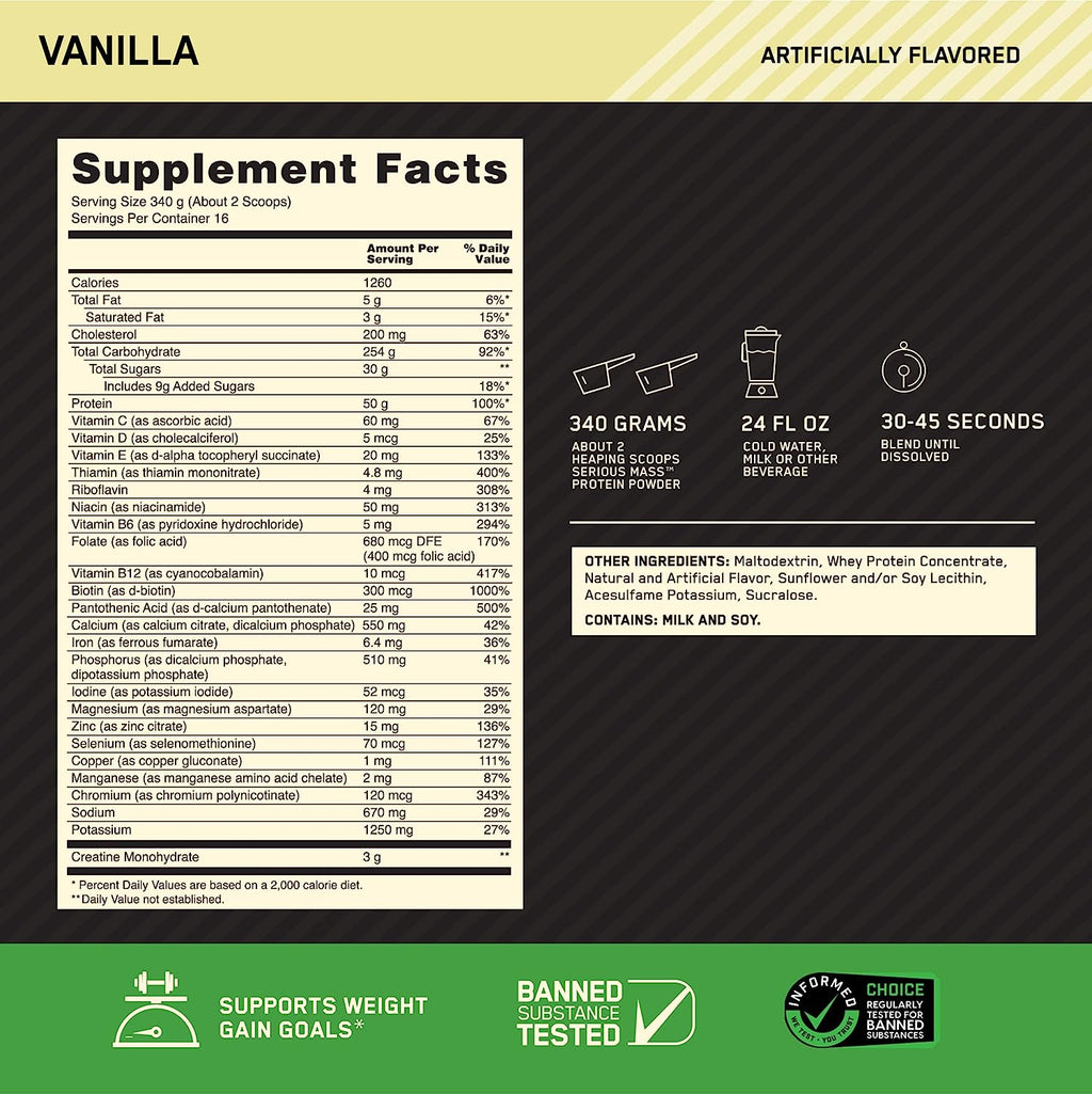 Optimum Nutrition Serious Mass - 5.45kg / Vanilla