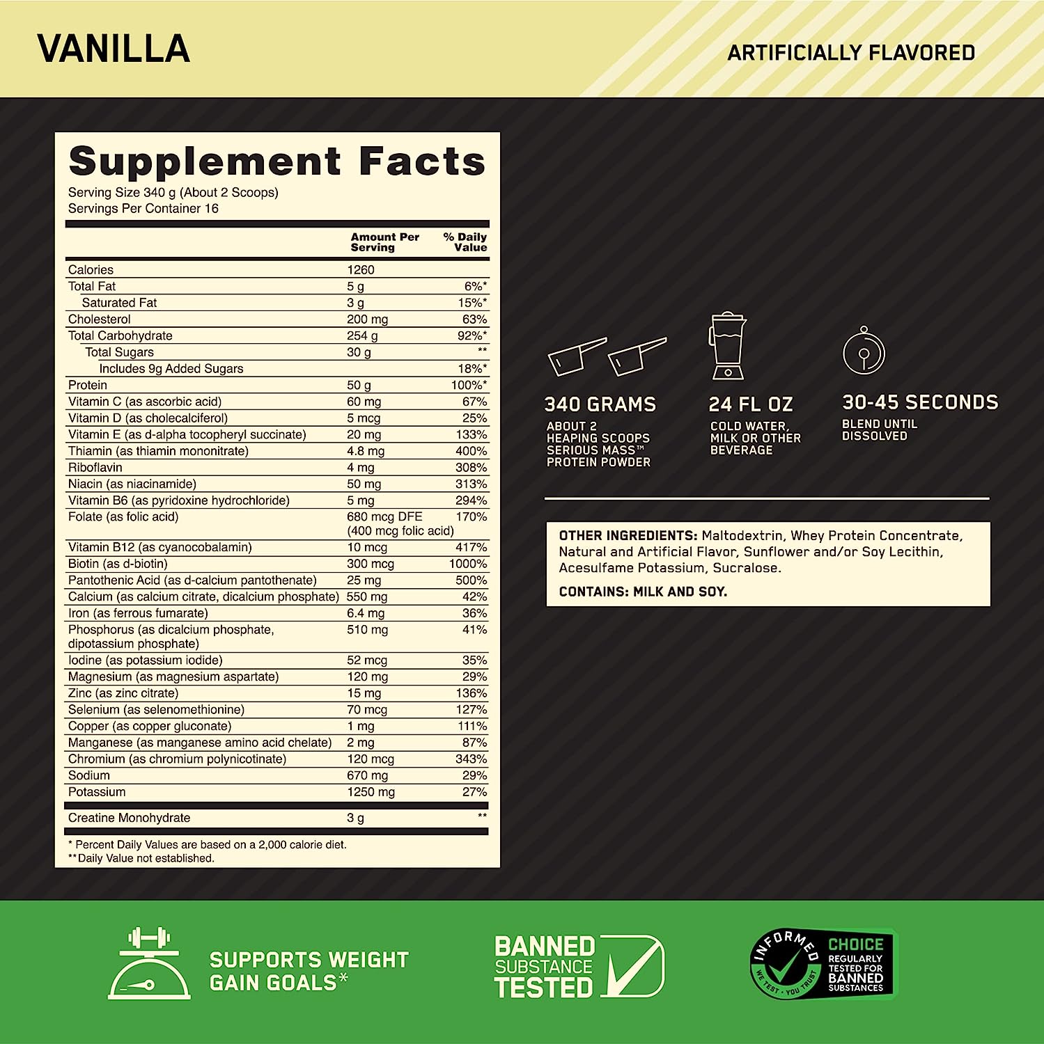 Optimum Nutrition Serious Mass - 5.45kg / Vanilla