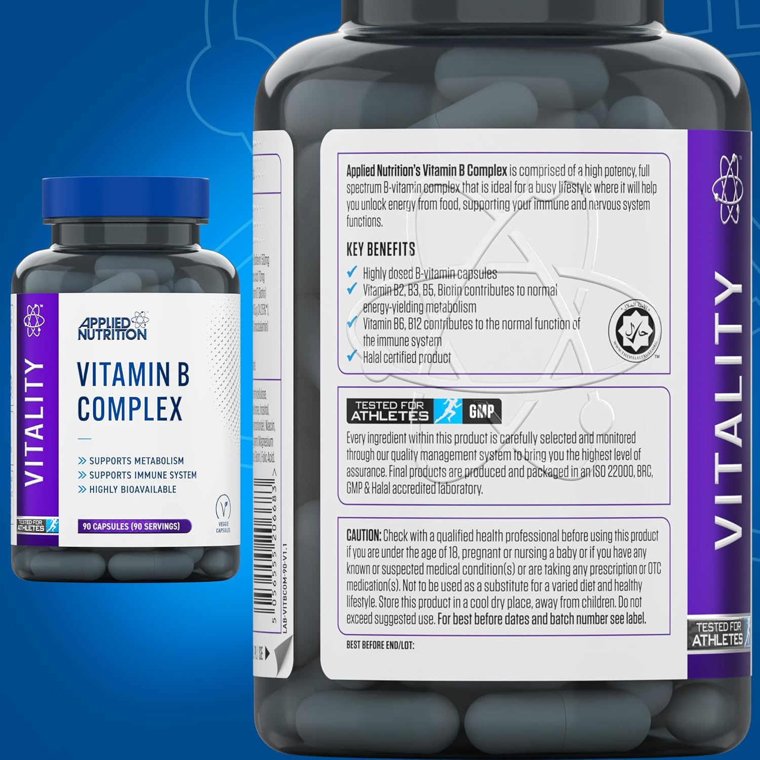 Applied Nutrition VITALITY Complex-B 90 Veg Caps - 90Veg Caps - Vitamin B-Complex