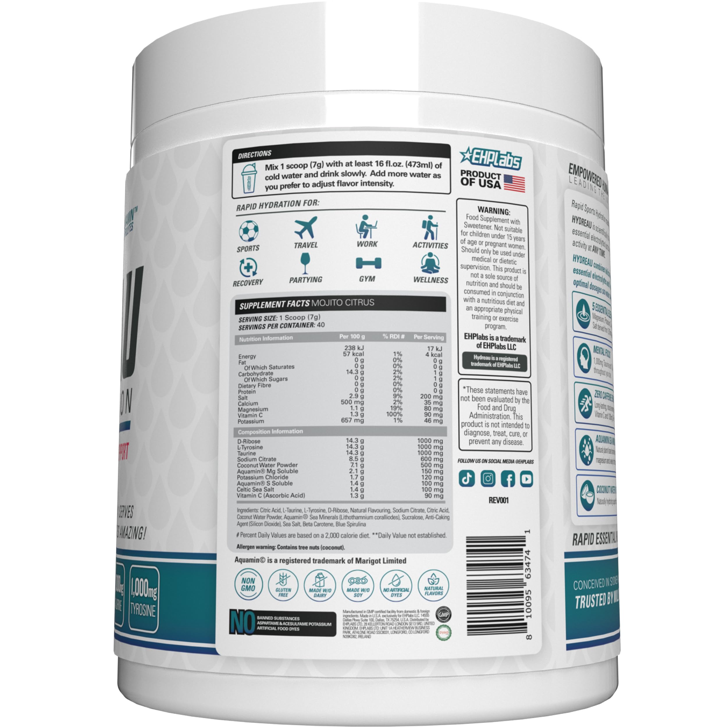 EHP Labs Hydreau - Hydration Powder