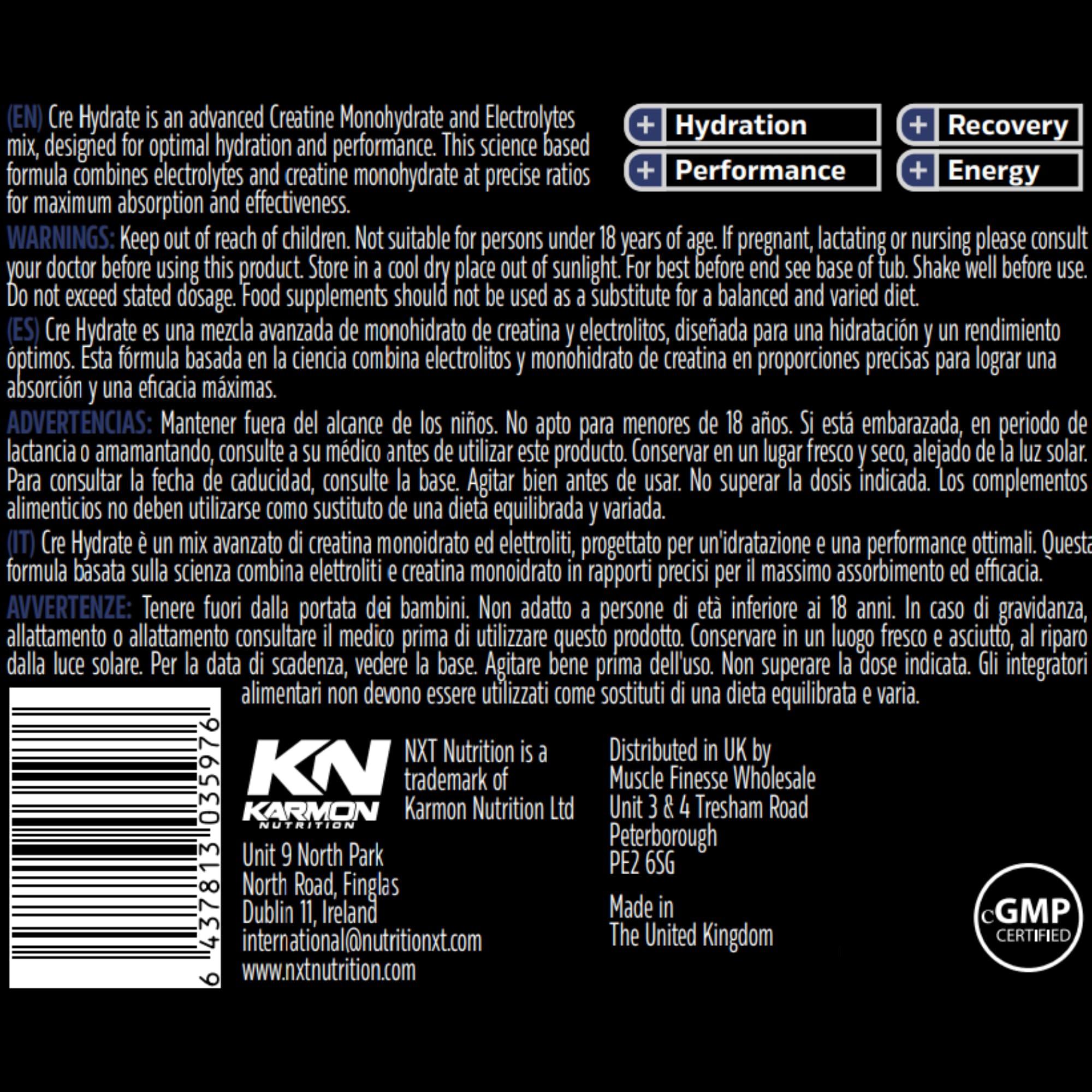 NXT Nutrition CRE Hydrate 180g