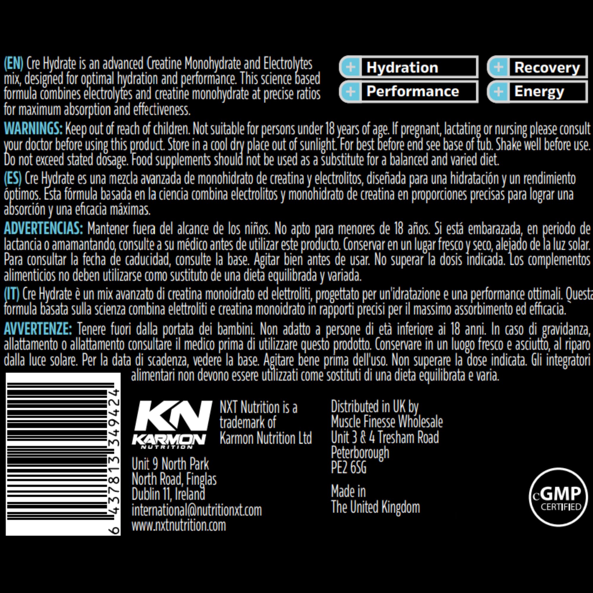 NXT Nutrition CRE Hydrate 180g