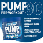 Blue tub of Applied Nutrition Pump 3G Zero caffeine-free pre-workout with citrulline malate and vitamin B12