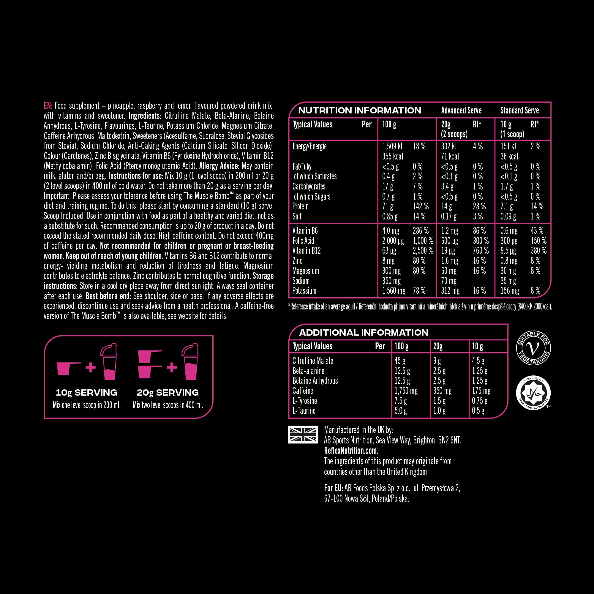Reflex Nutrition The Muscle Bomb - Pre-Workout Powder