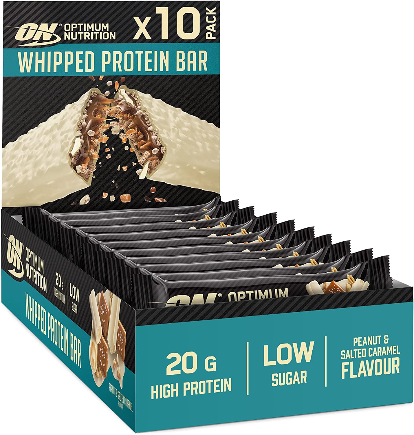 Optimum Nutrition Whipped Protein Bar - 10x68g / White Chocolate Salted Caramel & Peanut - Protein Bars