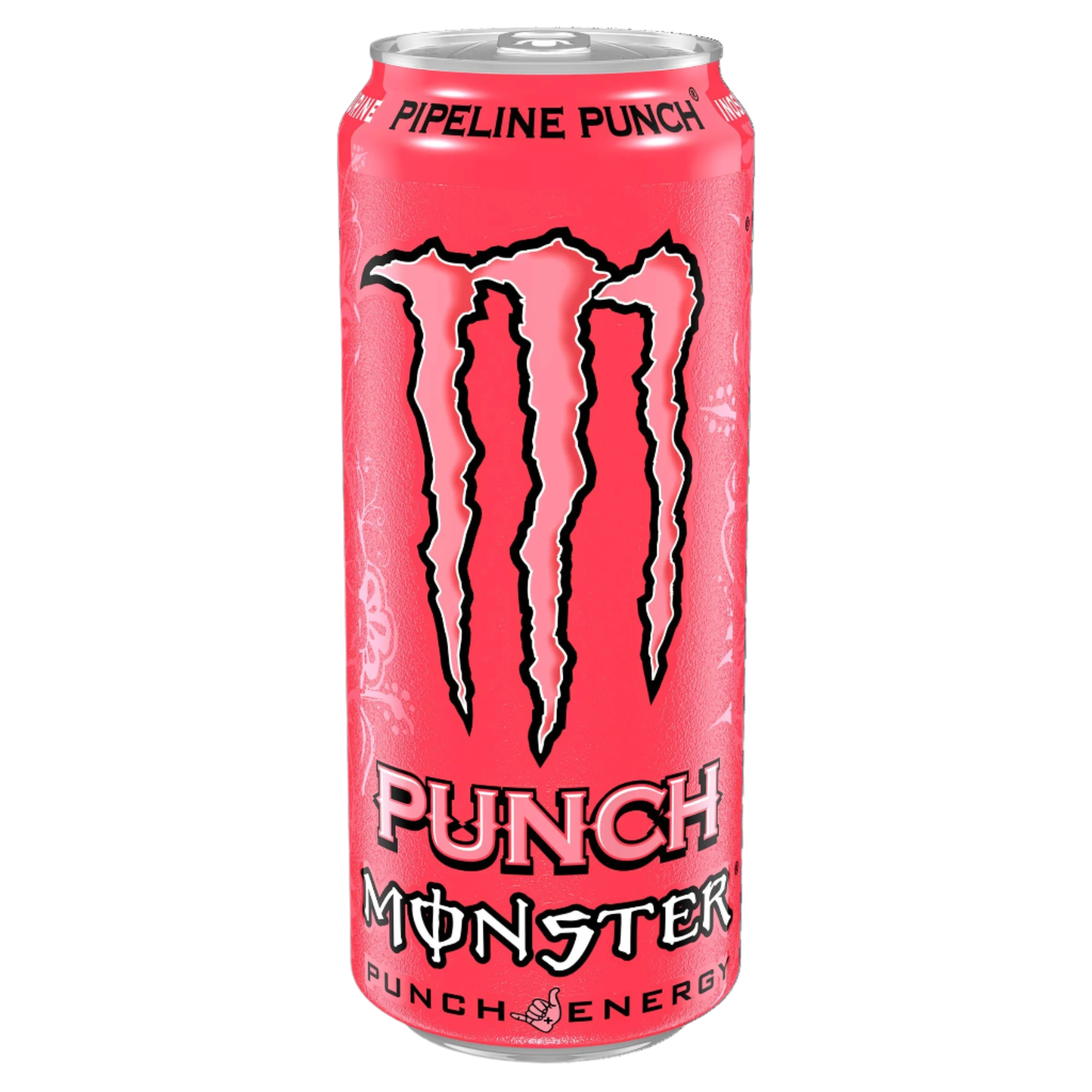 Pink Monster Energy Juiced can with Pipeline Punch flavor, a tasty carbonated energy drink