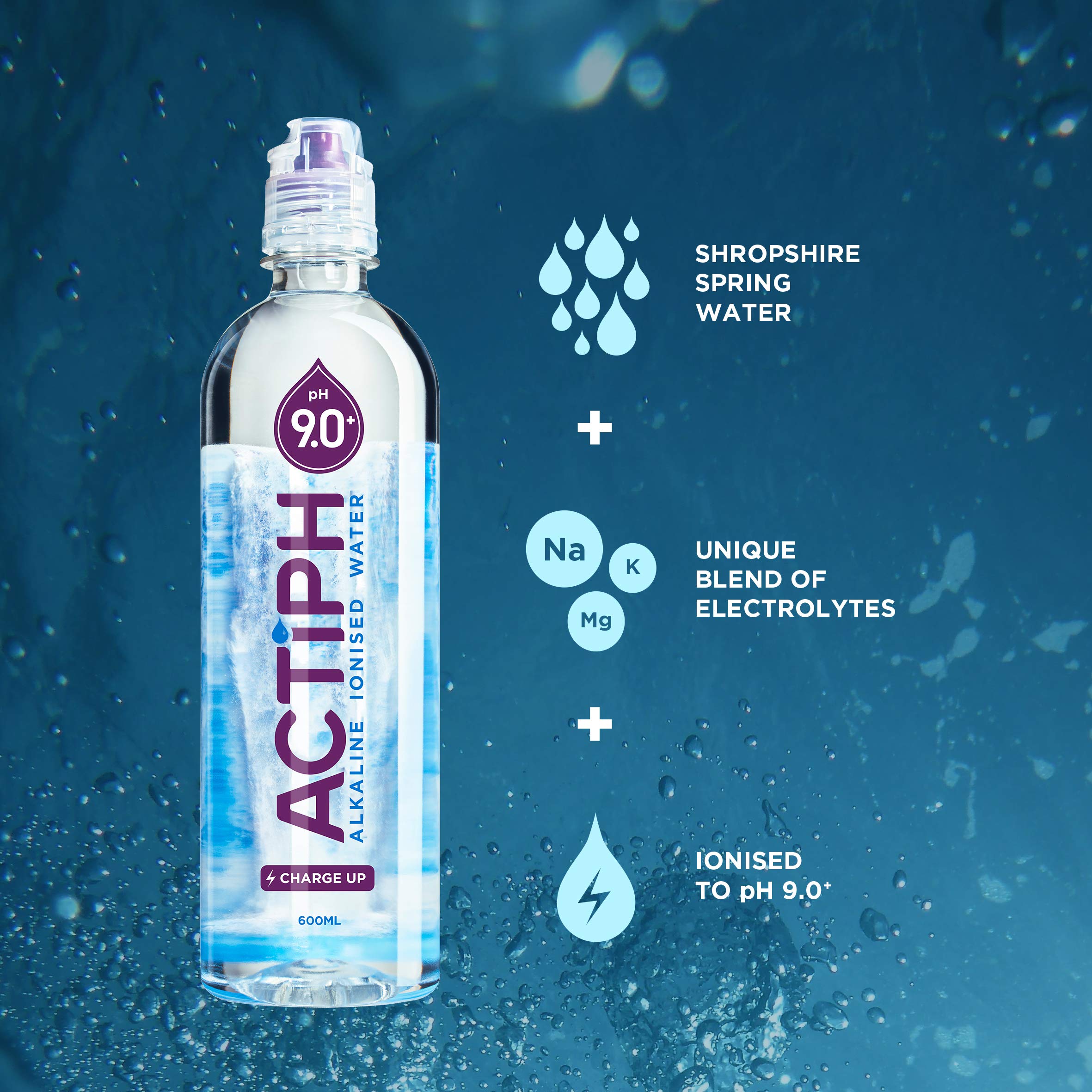 Actiph Alkaline Ionised Water - 12x600ml - Water