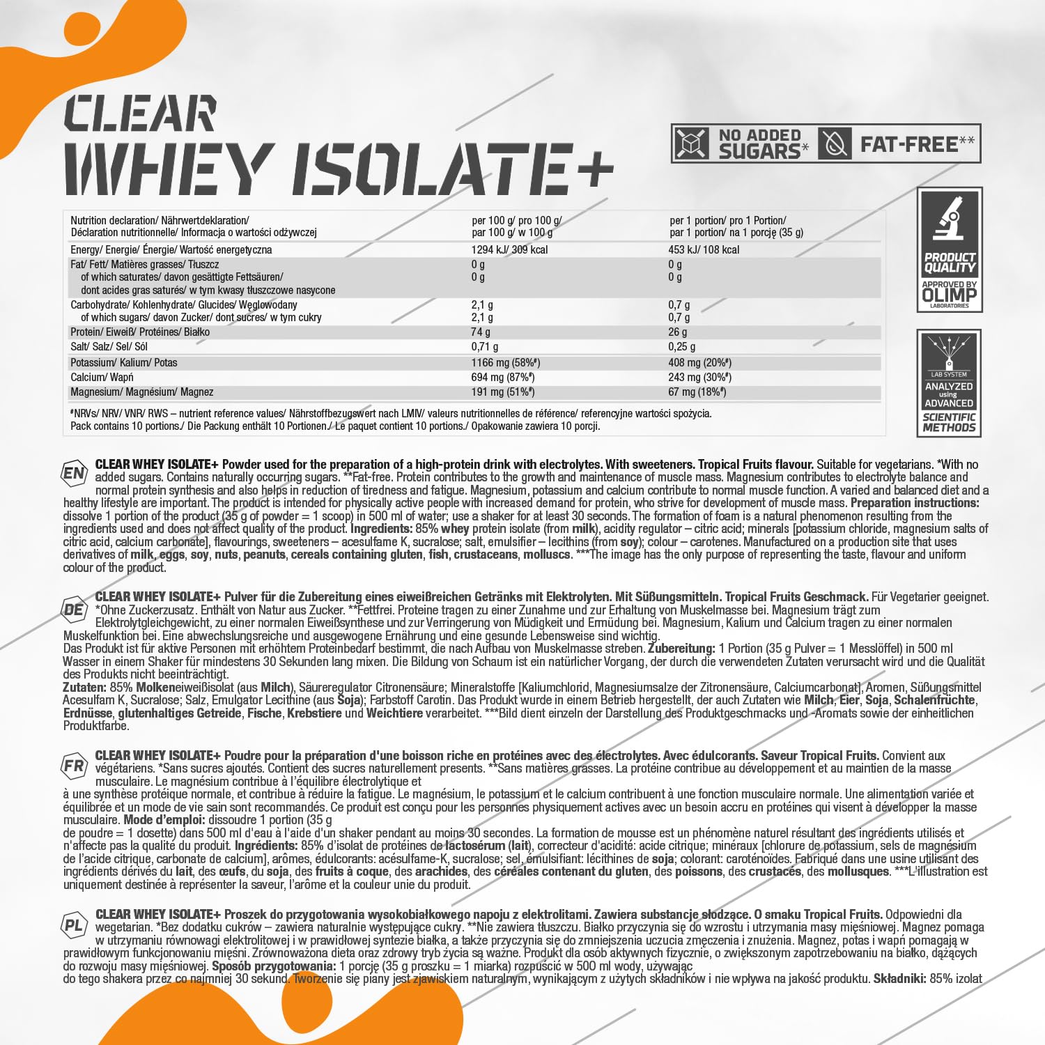 Olimp Sport Nutrition Clear Whey Isolate + - Whey Proteins