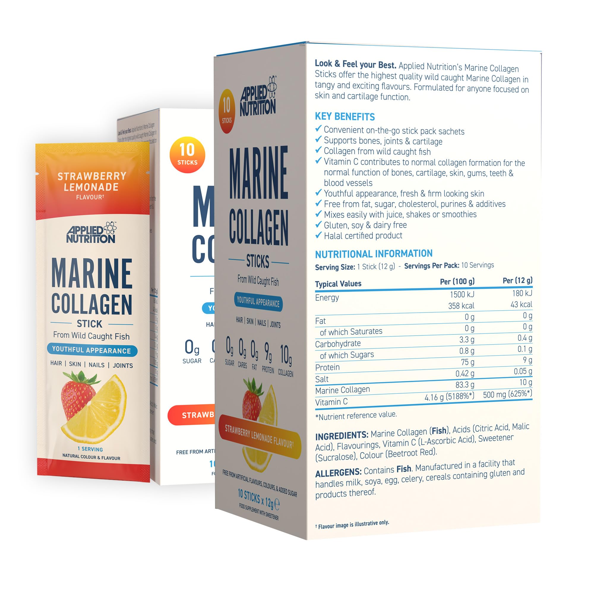 Applied Nutrition Marine Collagen Sticks - Halal