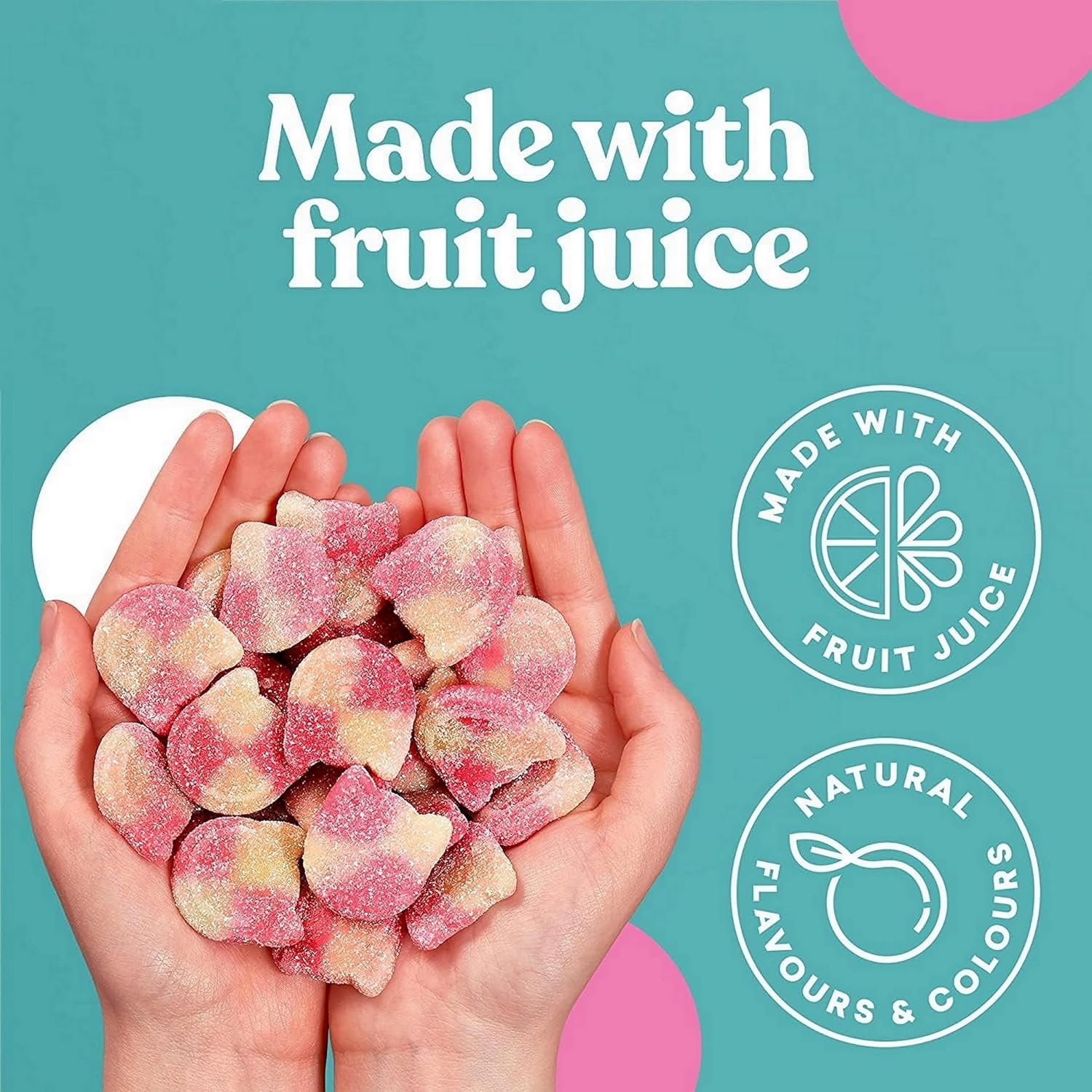 Pink and white Candy Kittens 10x140g Wanderlust candies in hands for a sweet treat