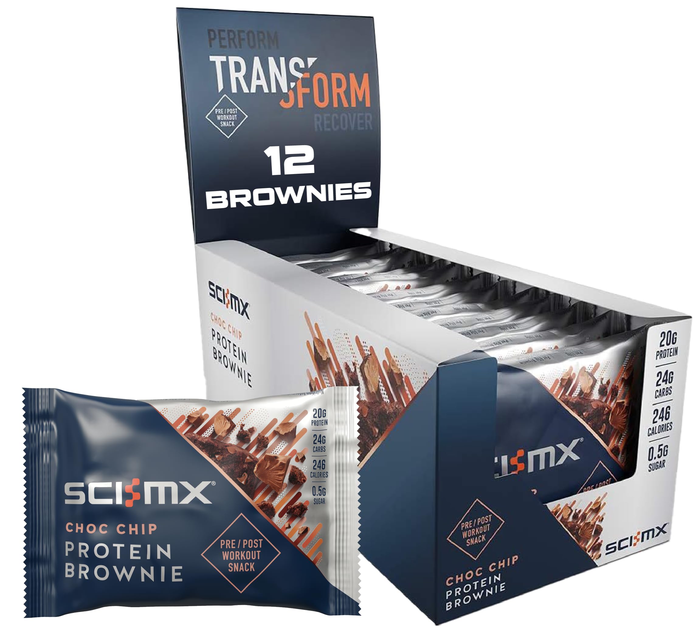 Sci-MX Brownie - 12x65g / Chocolate Chip - Protein Brownies