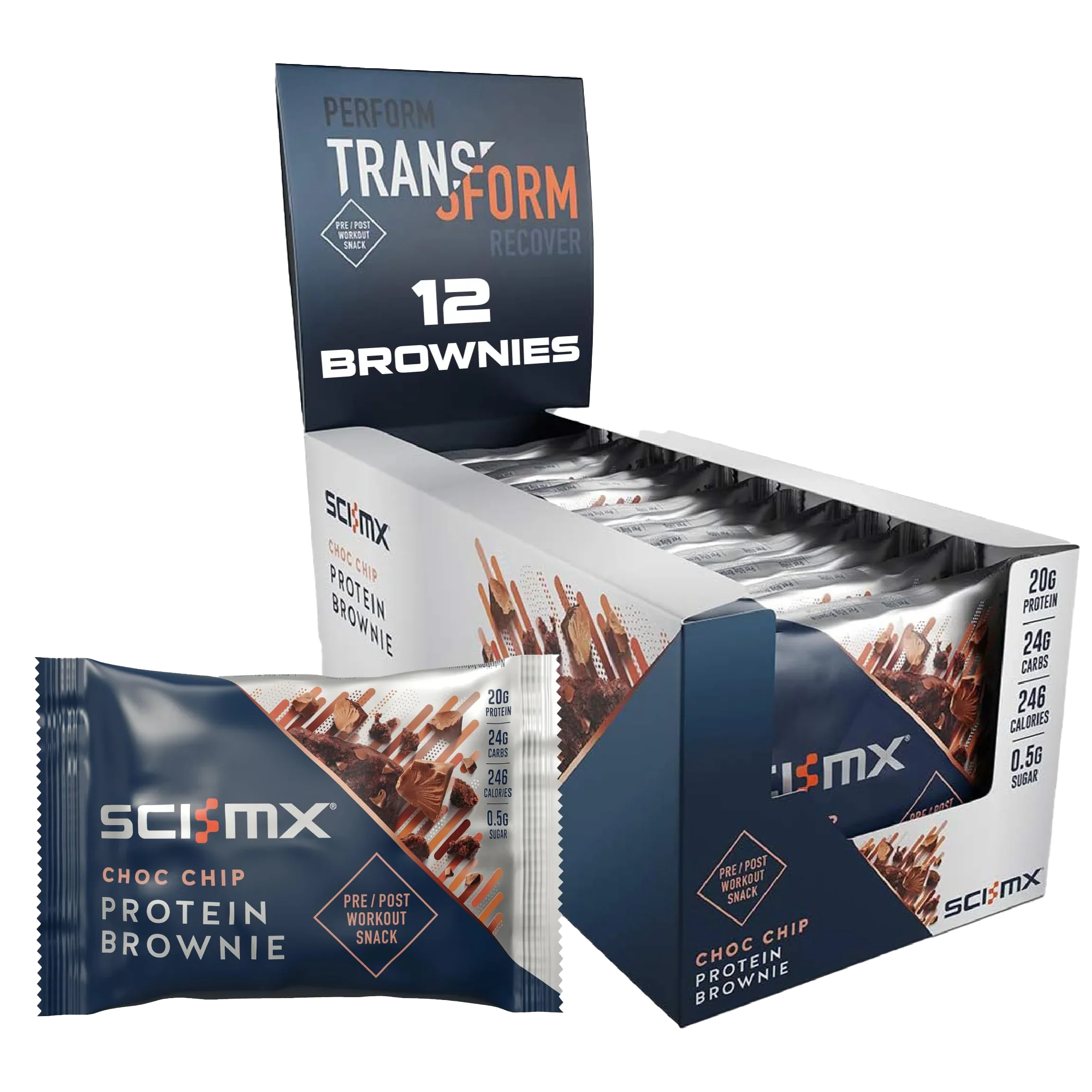 Sci-MX Brownie - 12x65g / Chocolate Chip - Protein Brownies