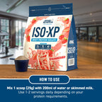 Strawberry flavored applied nutrition iso-xp whey protein isolate powder for easy mixing