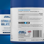 Blue and white Applied Nutrition Citrulline Malate container for workout performance and muscle recovery