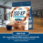 Applied Nutrition Iso-XP whey protein isolate powder with scoop, easy mixing for dessert flavor