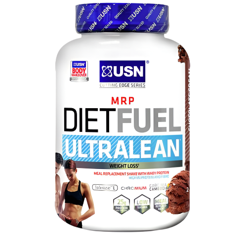 USN Diet Fuel Ultralean chocolate meal replacement shake with high protein and fiber