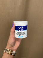 White and blue USN Ashwagandha container with root extract supplement