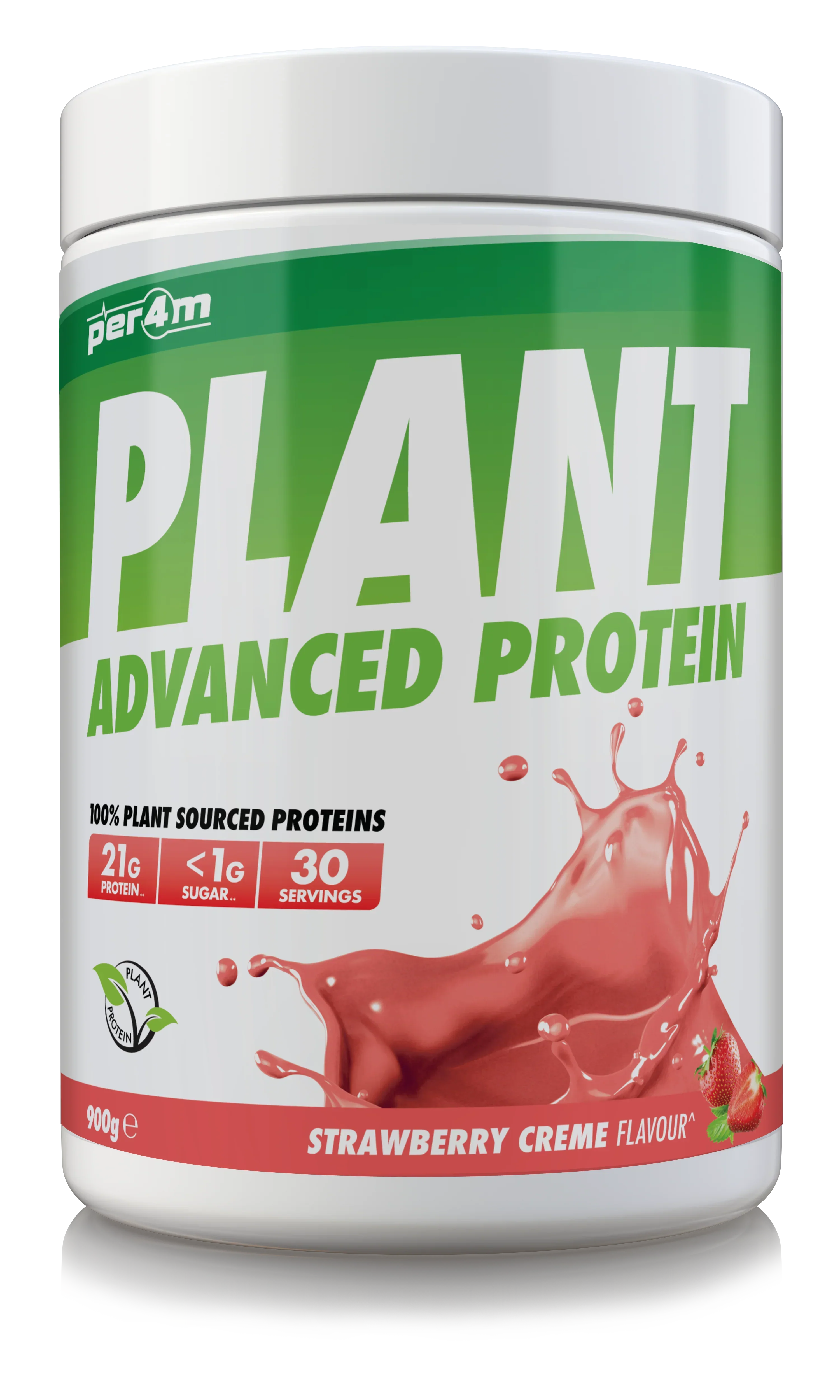Per4m Plant Protein - 900g / Strawberry Cr me - Vegan Protein Powder
