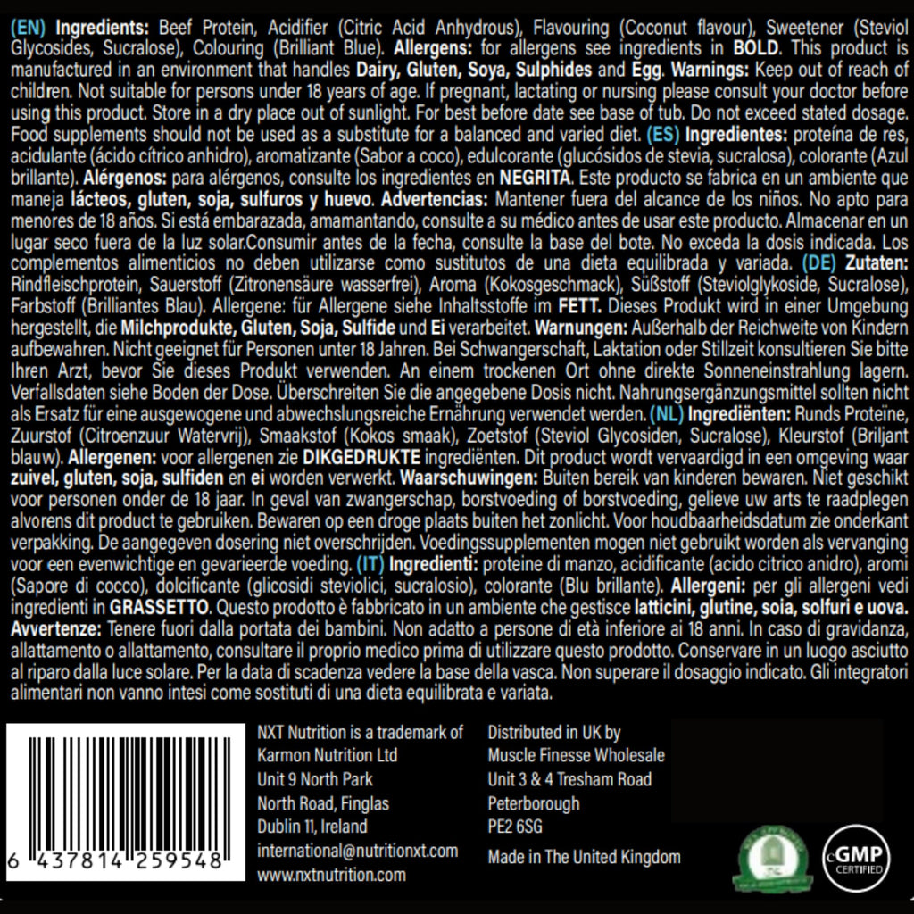 NXT Nutrition Beef Protein Isolate 540g