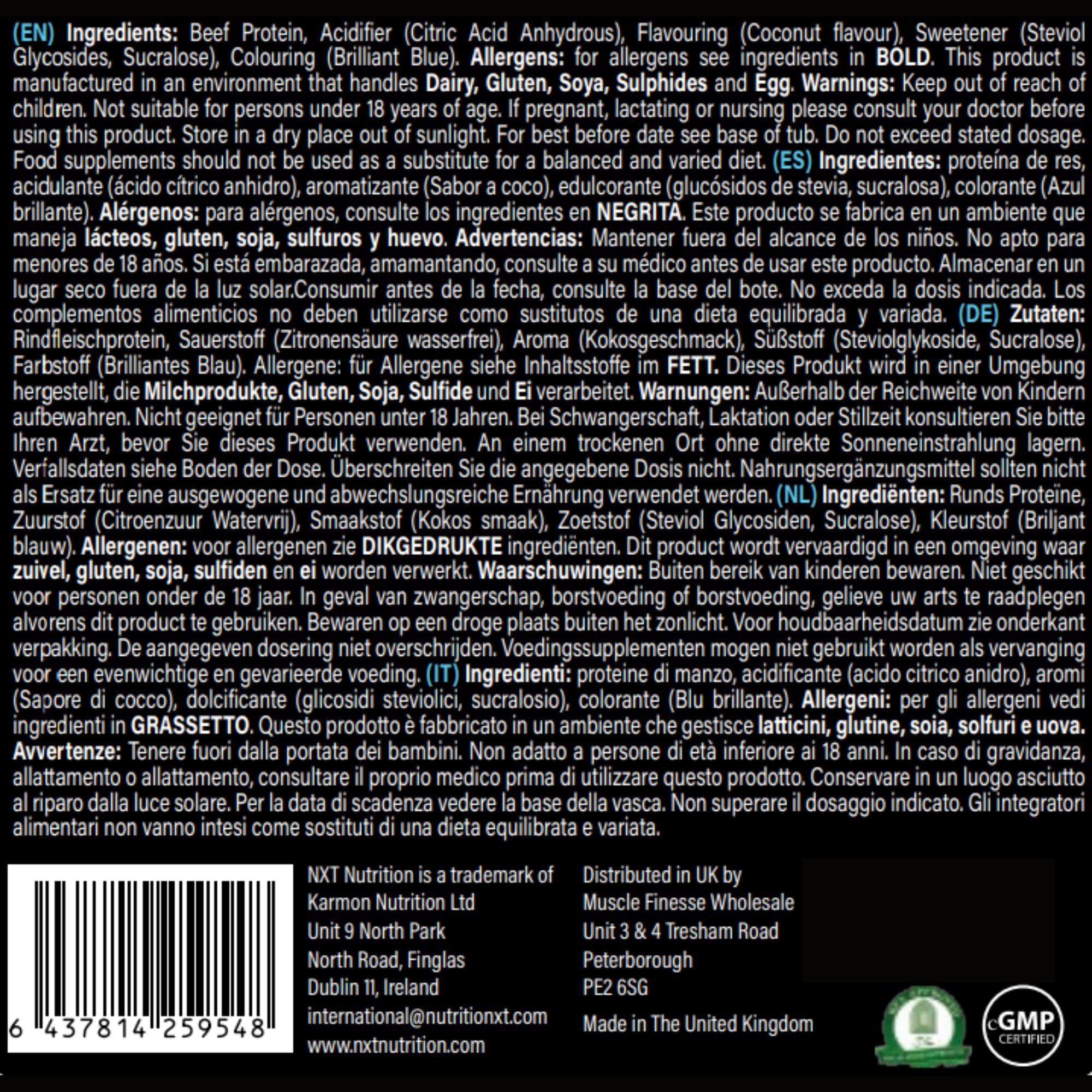 NXT Nutrition Beef Protein Isolate 540g