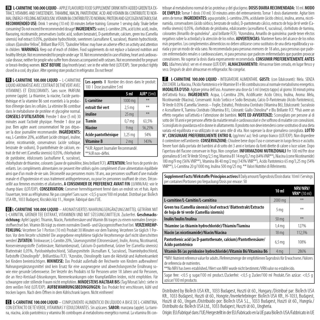 BioTech USA L-Carnitine 100.000 Liquid
