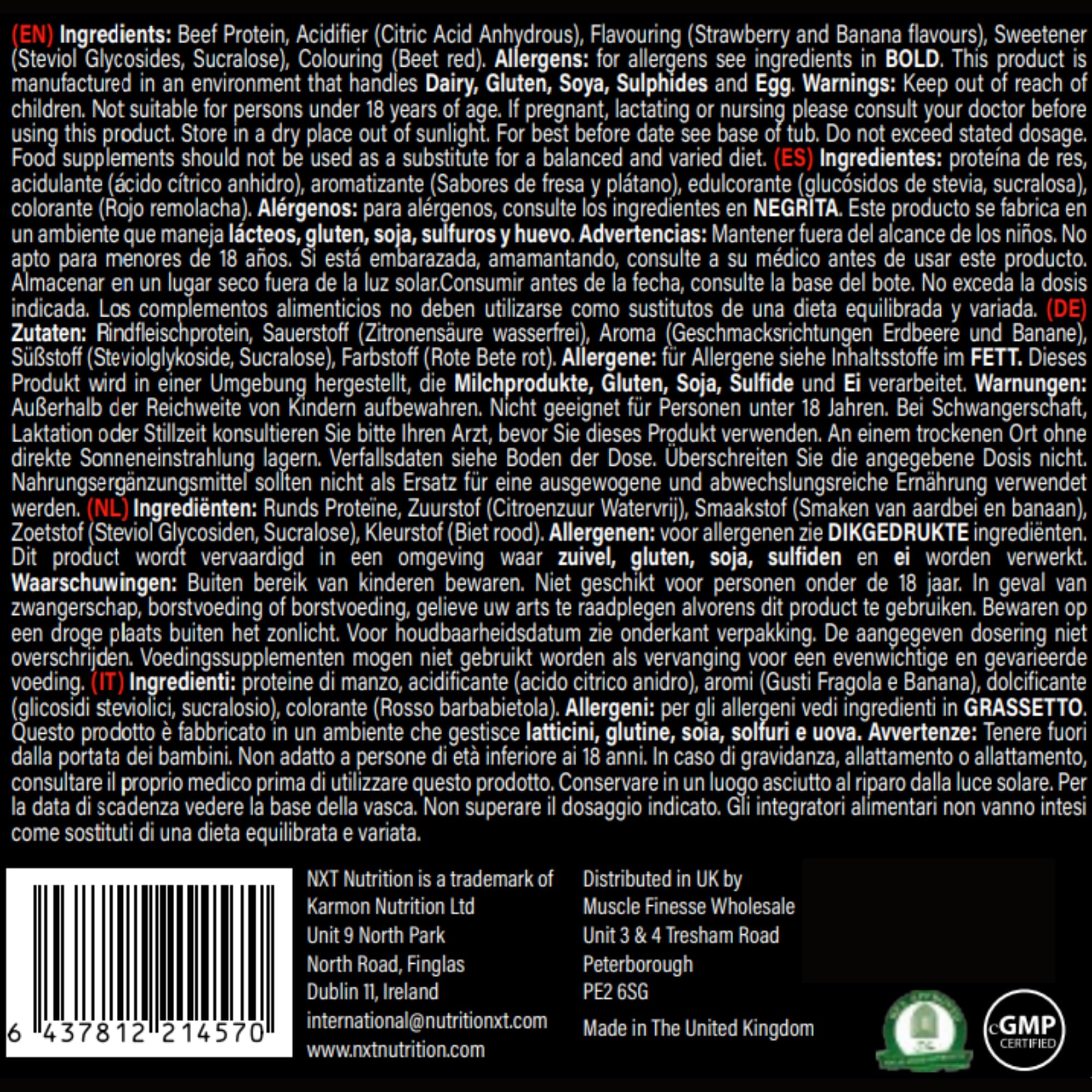 NXT Nutrition Beef Protein Isolate 540g