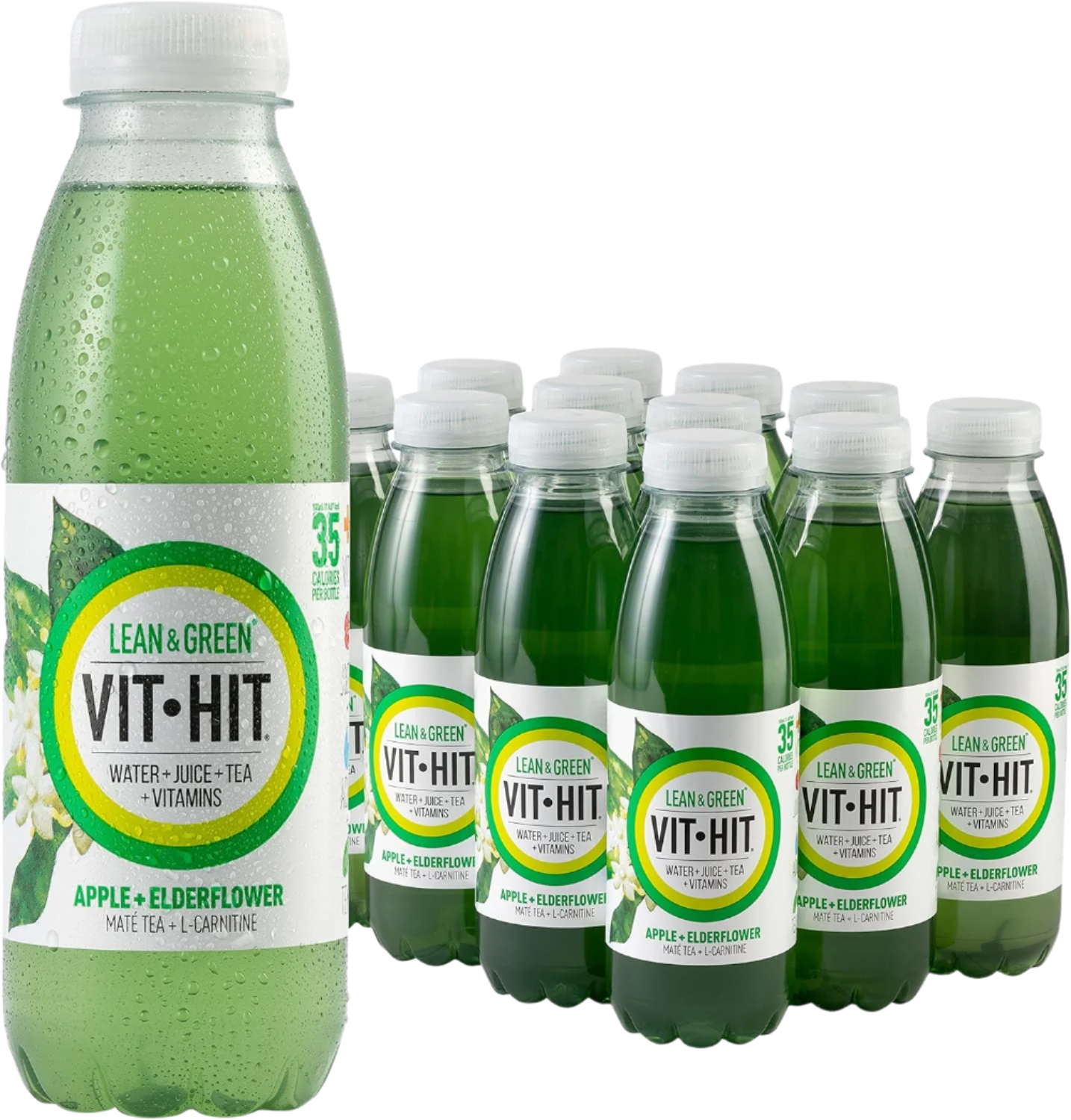 VITHIT Lean & Green - 12x500ml / Apple & Elderflower - Energy Drinks