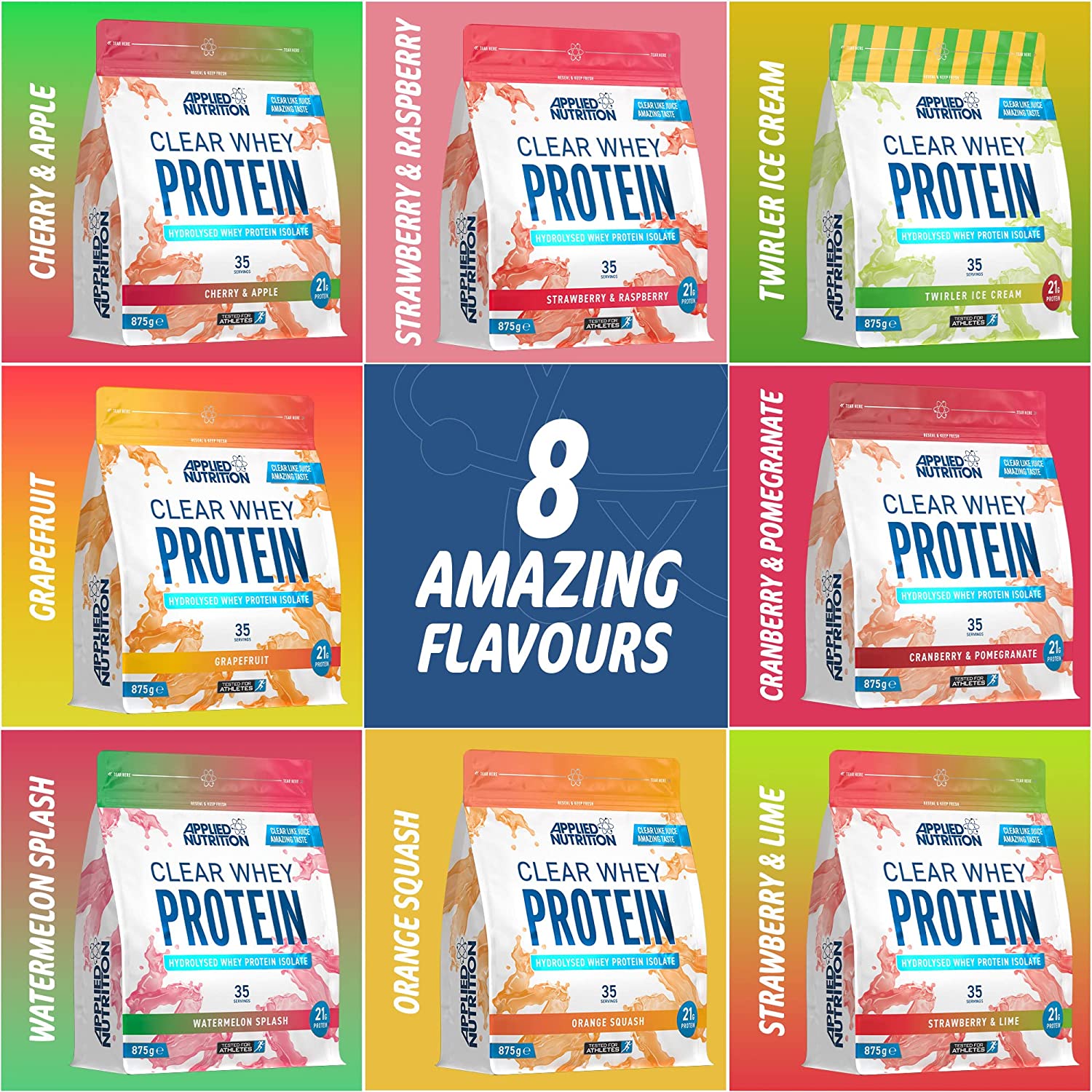 Applied Nutrition Clear Whey with fruit flavors for ultra-hydrolysed whey protein and muscle recovery