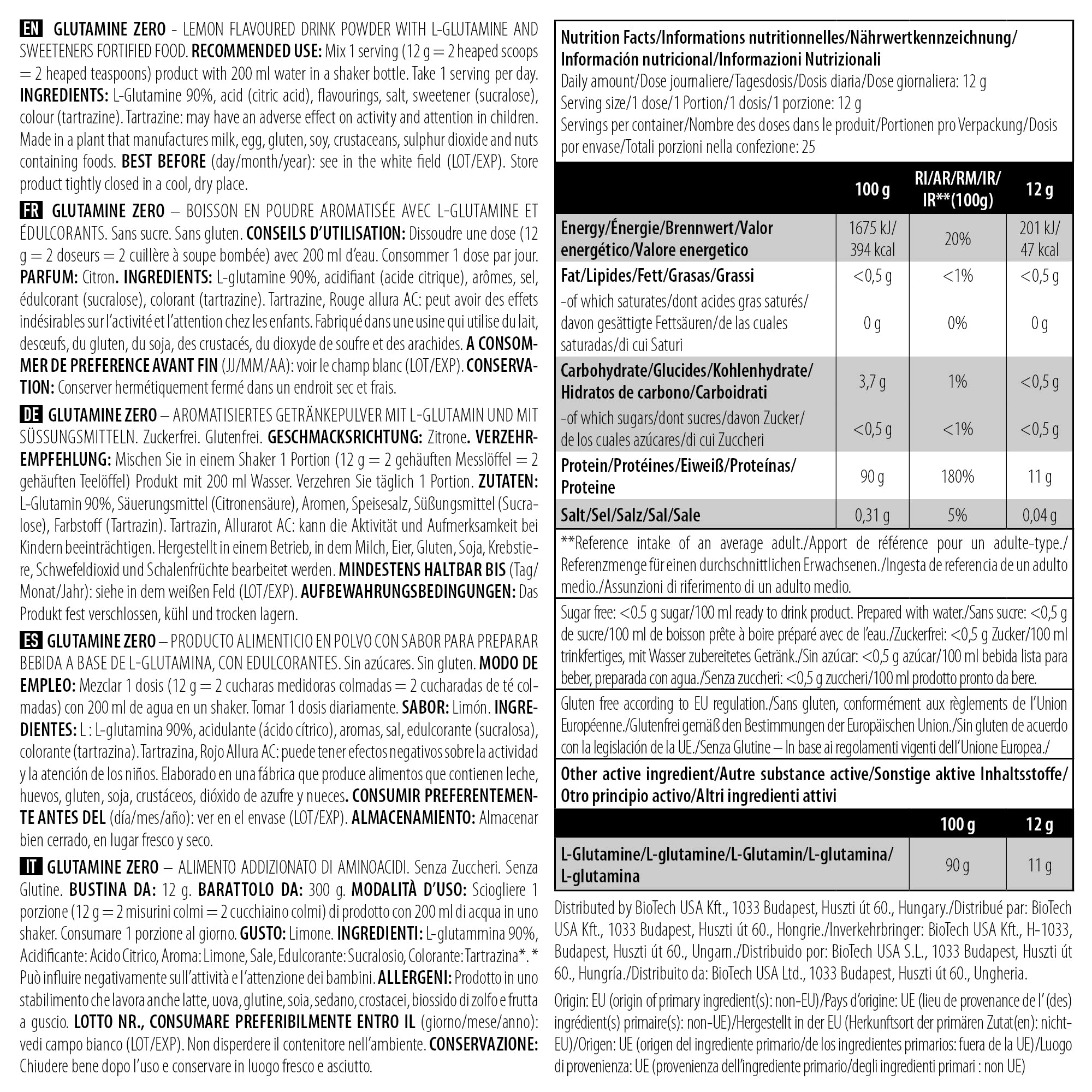 BioTech USA Glutamine Zero