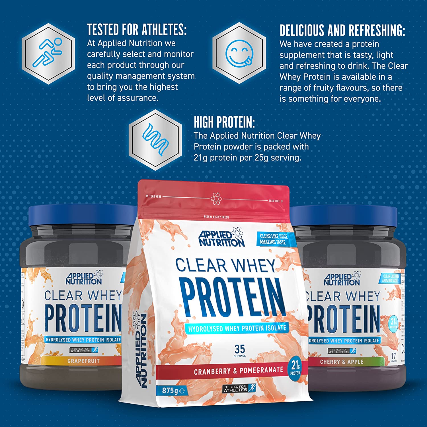 Applied Nutrition Clear Whey with ultra-hydrolysed whey protein for muscle recovery and weight management