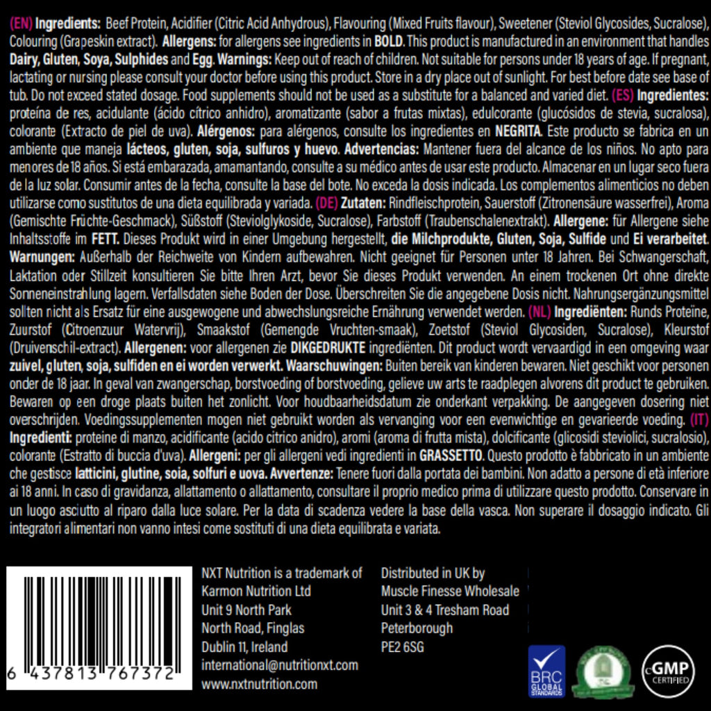 NXT Nutrition Beef Protein Isolate 540g