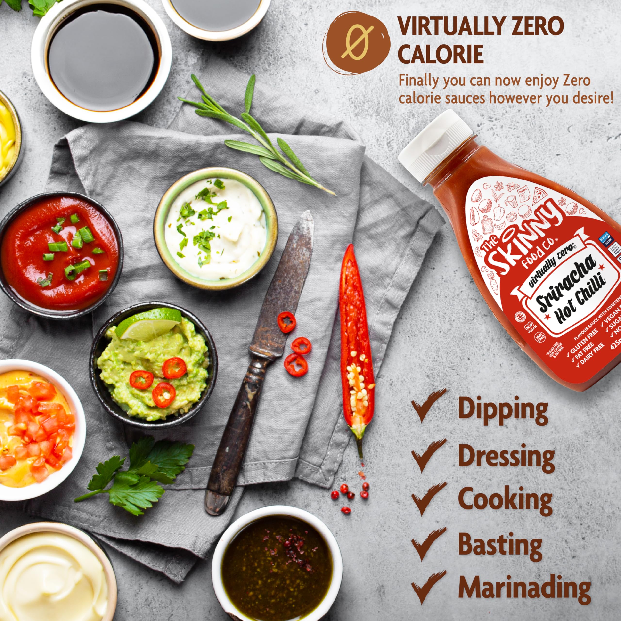 The Skinny Food Co Zero Calorie Sauce - 425ml / Sriracha - Sauces & Syrups