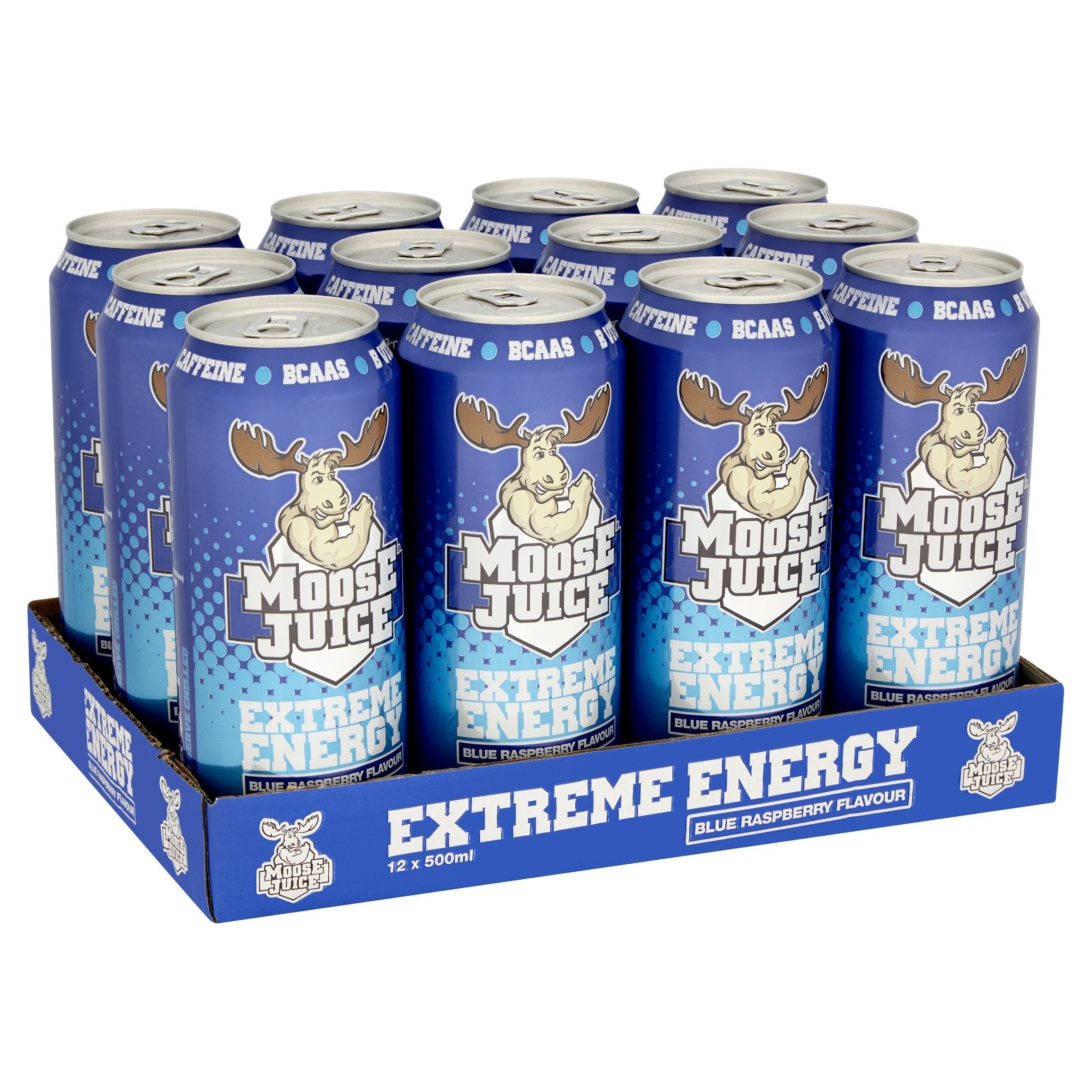 Muscle Moose Moose Juice - 12x500ml / Blue Raspberry - Energy Ready-to-Drinks